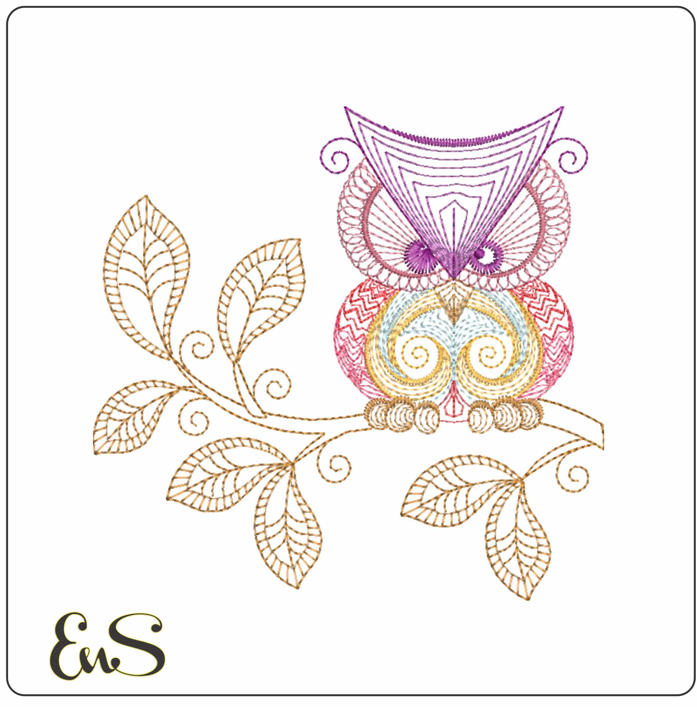 Owl On A Branch Line Art