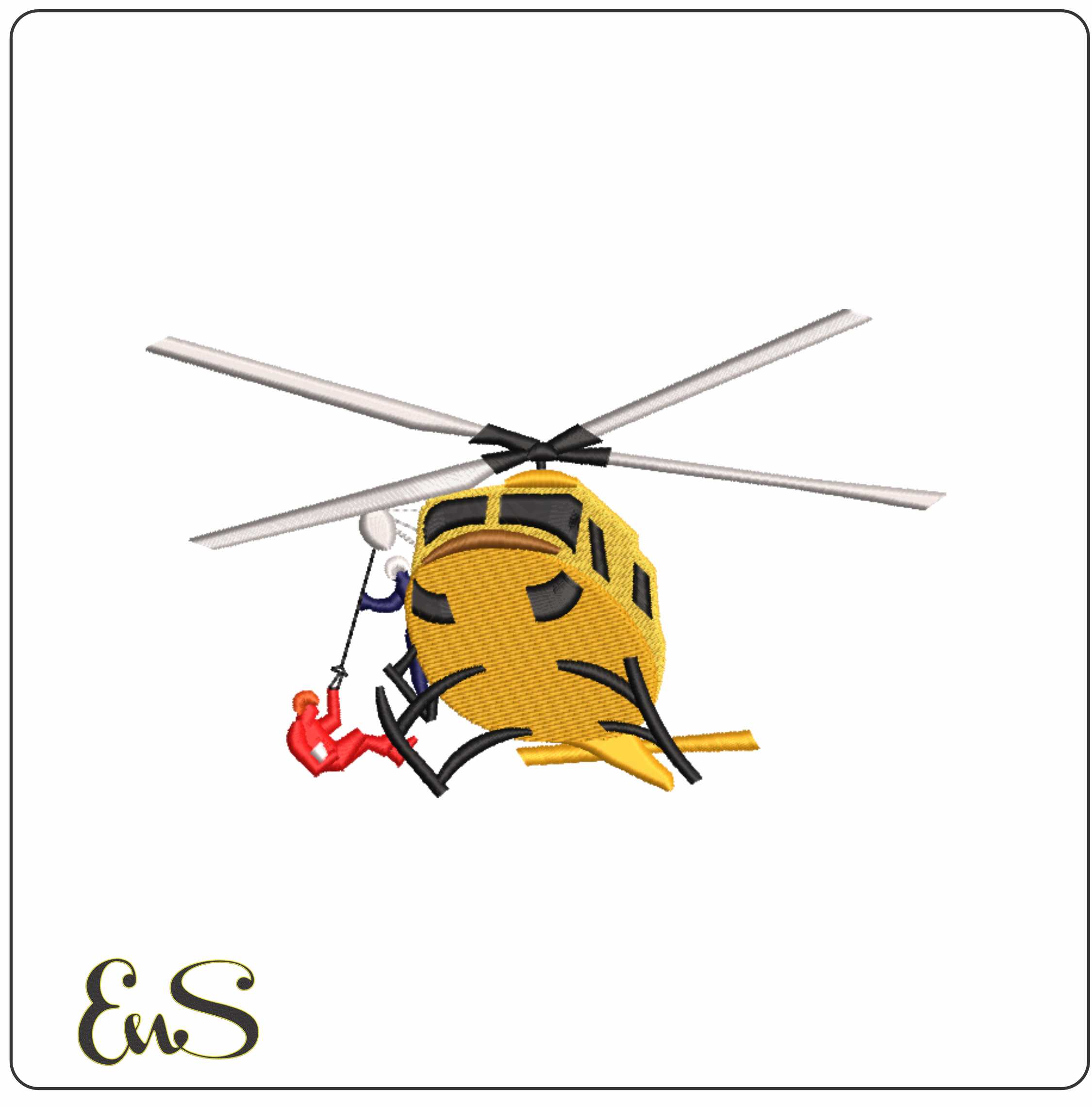 Rescue Helicopter With Man Outside