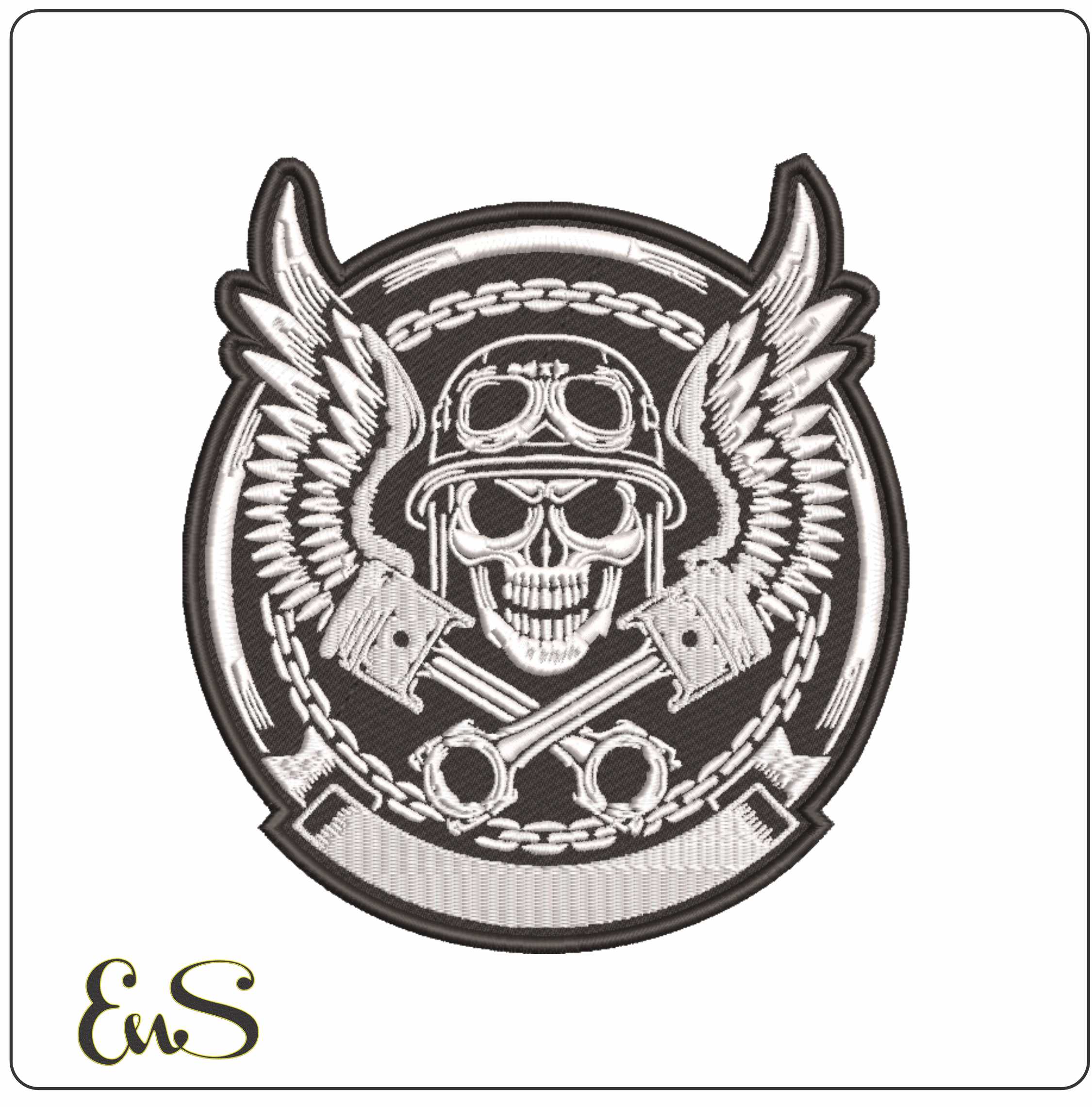 Skull Pistons And Wings Patch