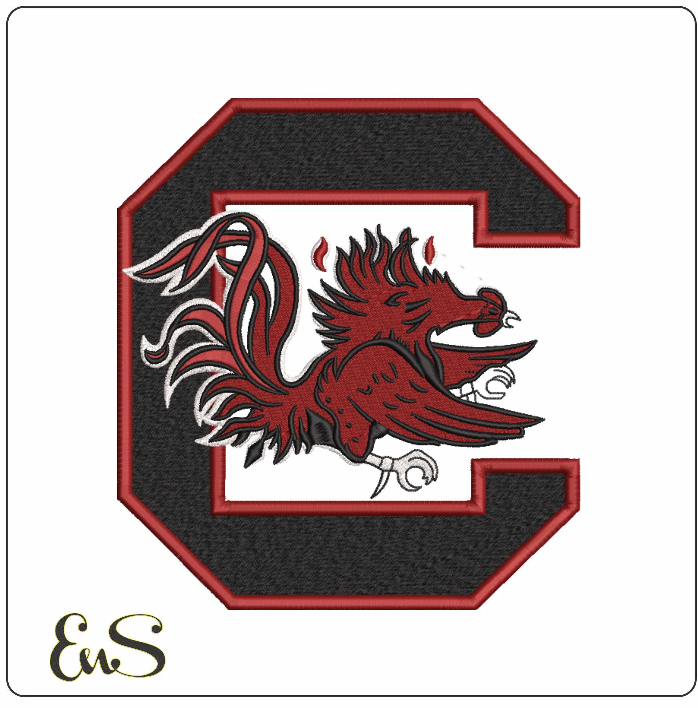 South Carolina Gamecocks White Outline V2