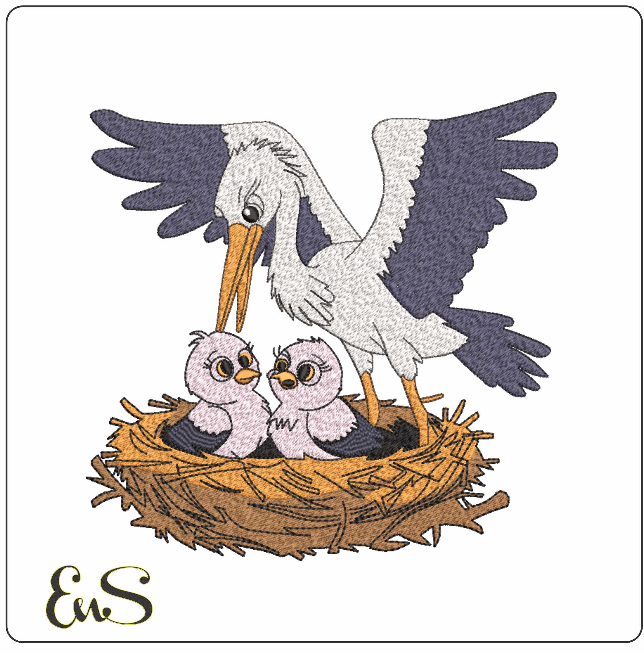 Stork And 2 Babies