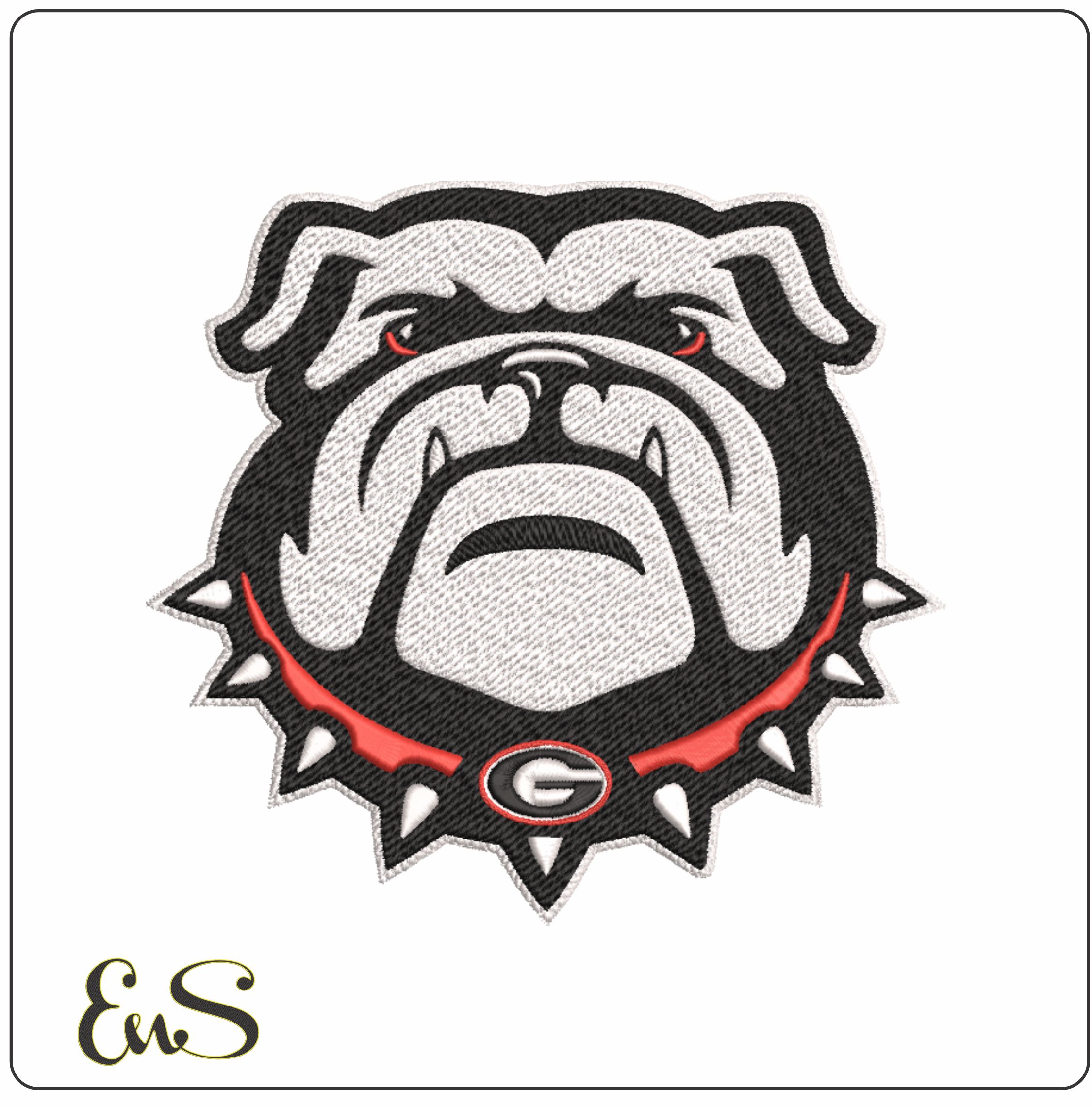 Georgia Athletics embroidery WITH Outline (thin and thick) design - University of Georgia Bulldogs Logo