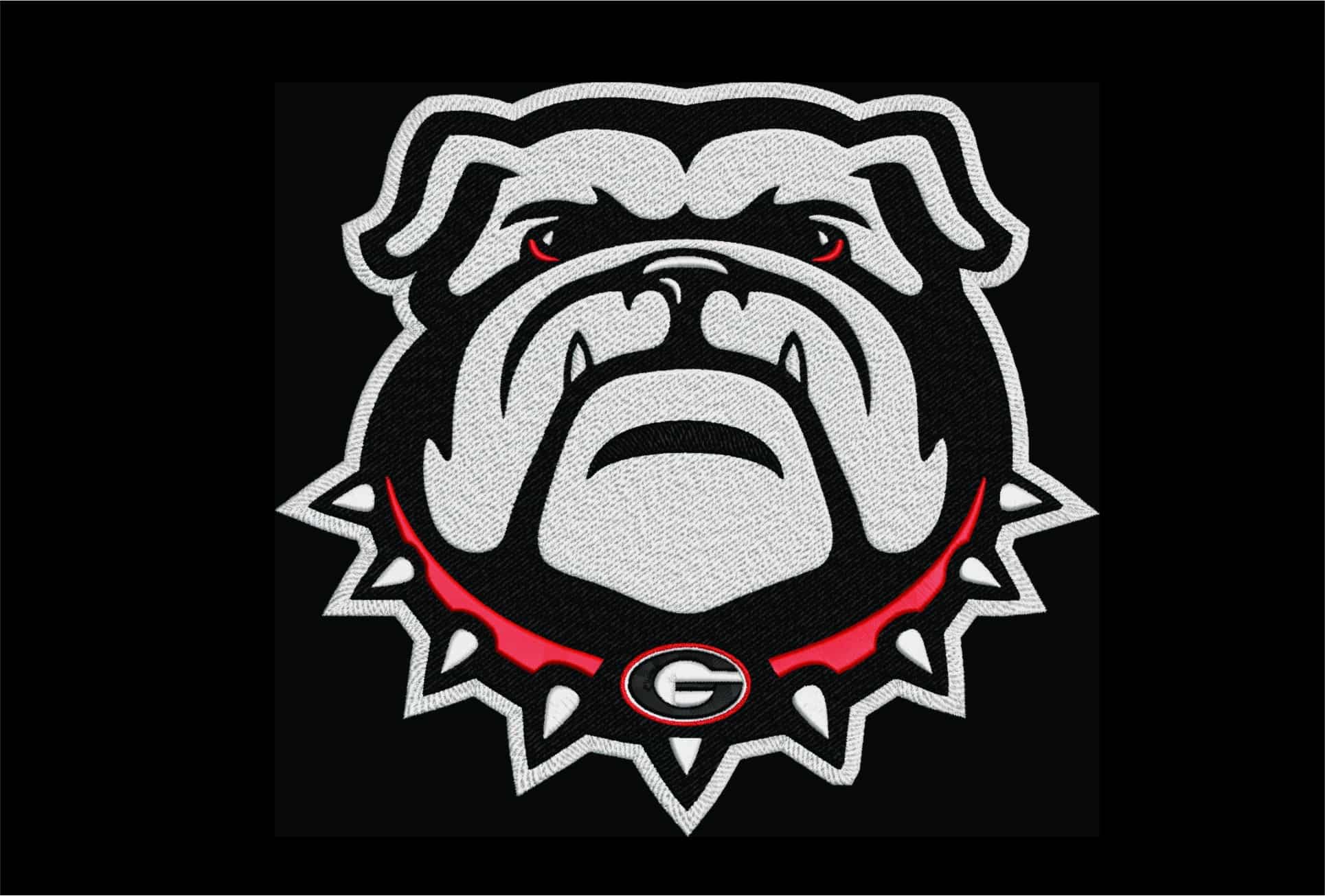 Georgia Athletics Black embroidery WITH Outline (thin and thick) design - University of Georgia Bulldogs Logo