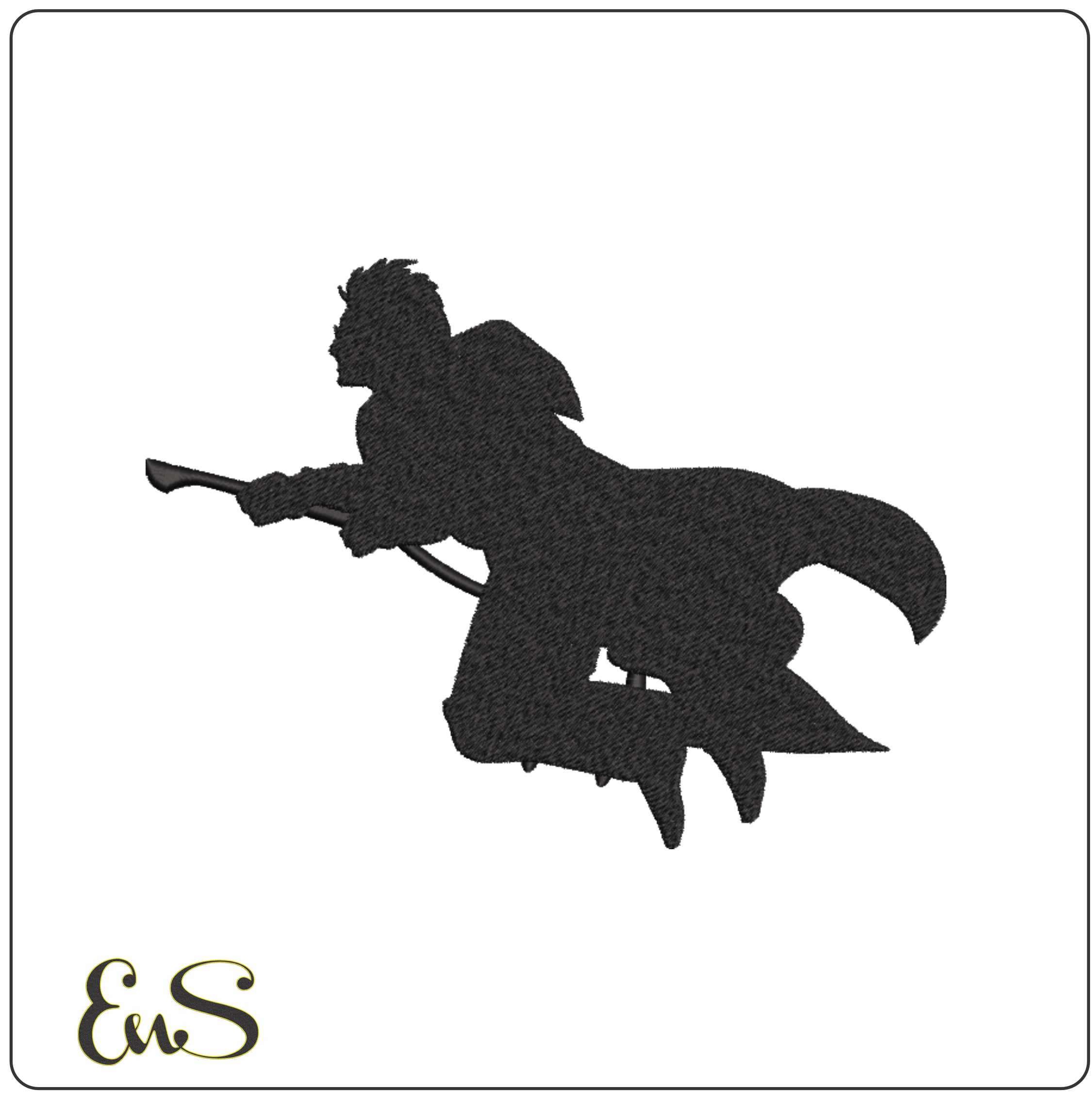 Harry Potter Riding Brrom Silhouette