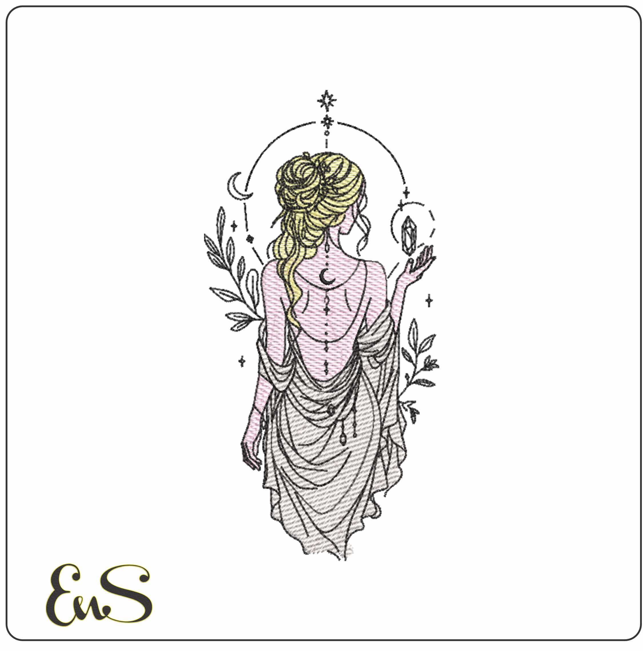 Girl Flower Soft Color Line Art