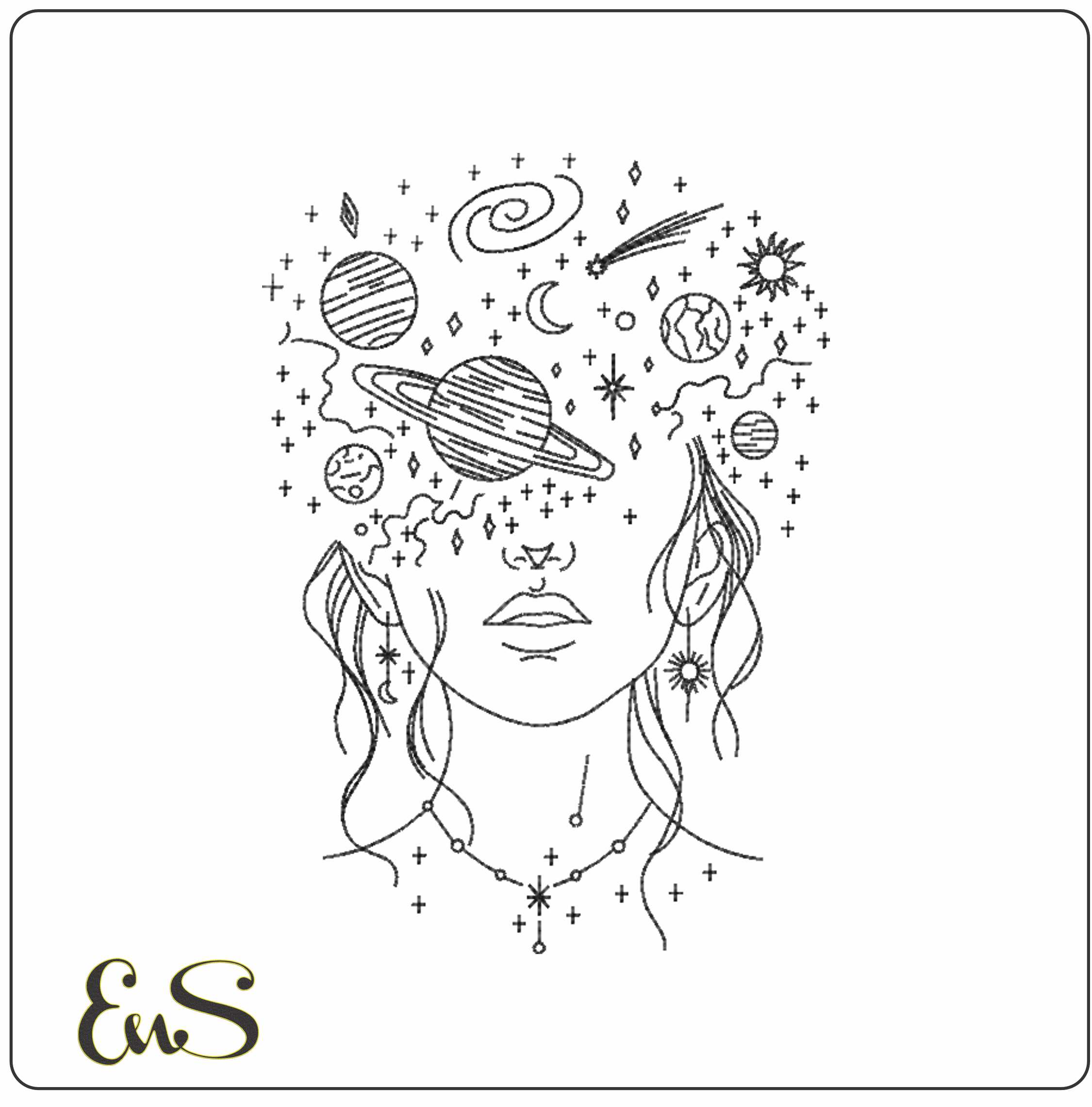 Girl With Solar System Head