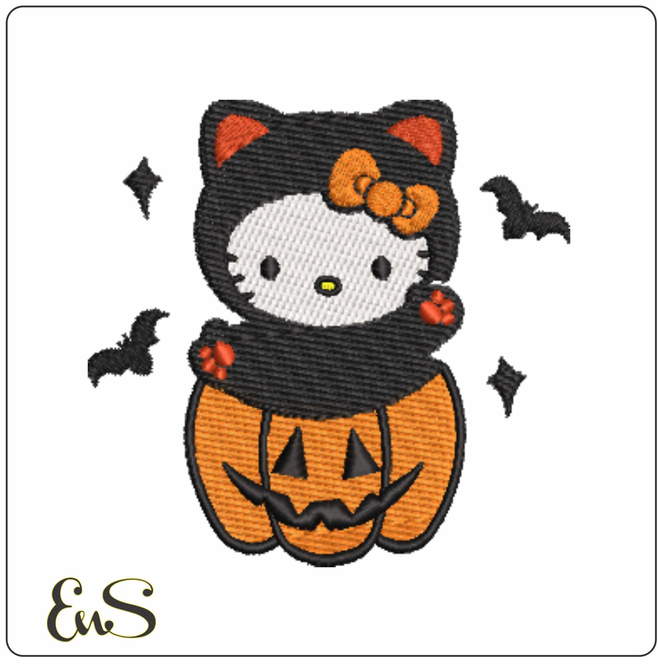 Hello Kitty In Pumpkin With Bats
