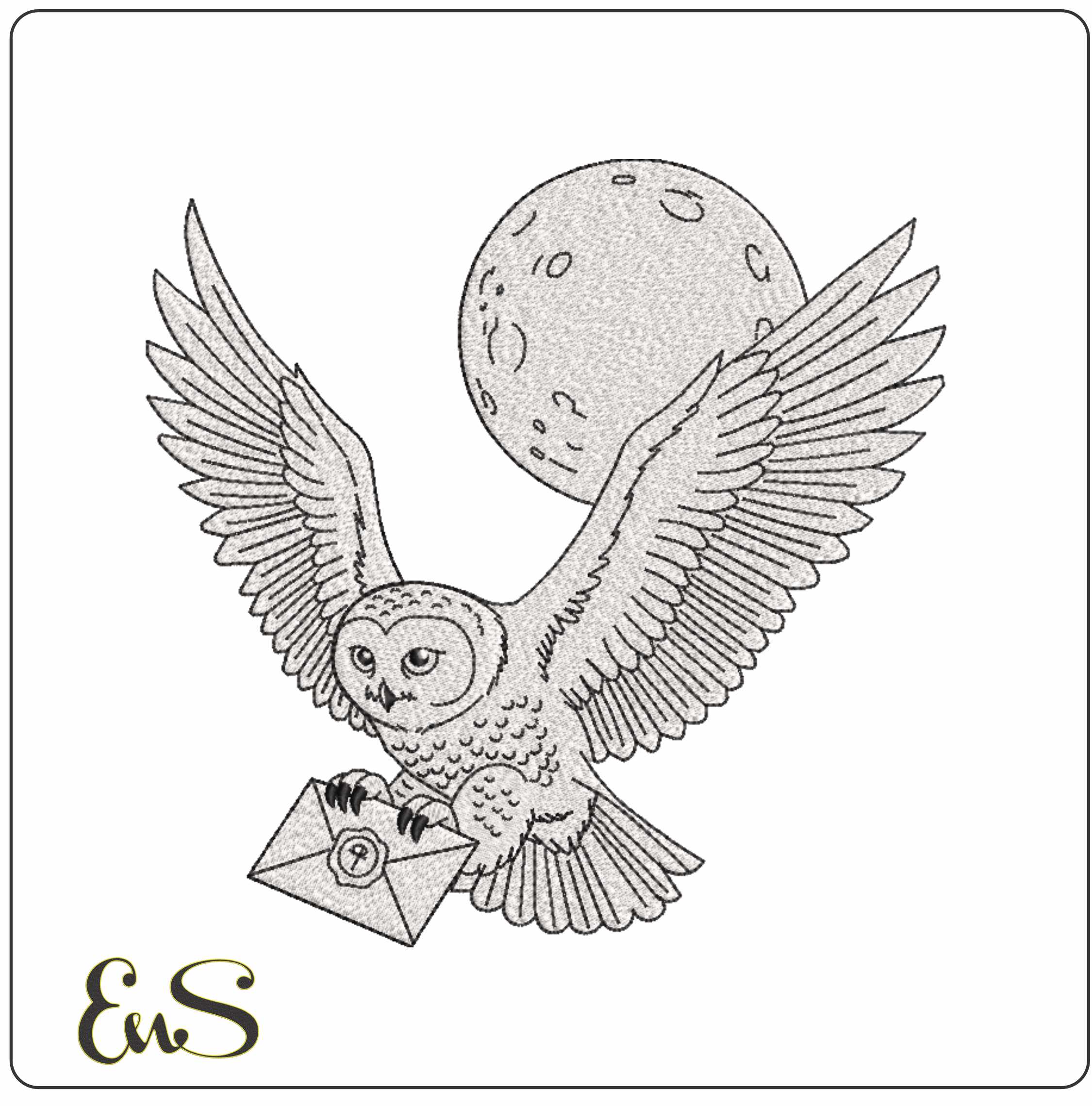 Hedwig Owl With A Letter Line Art Harry Potter
