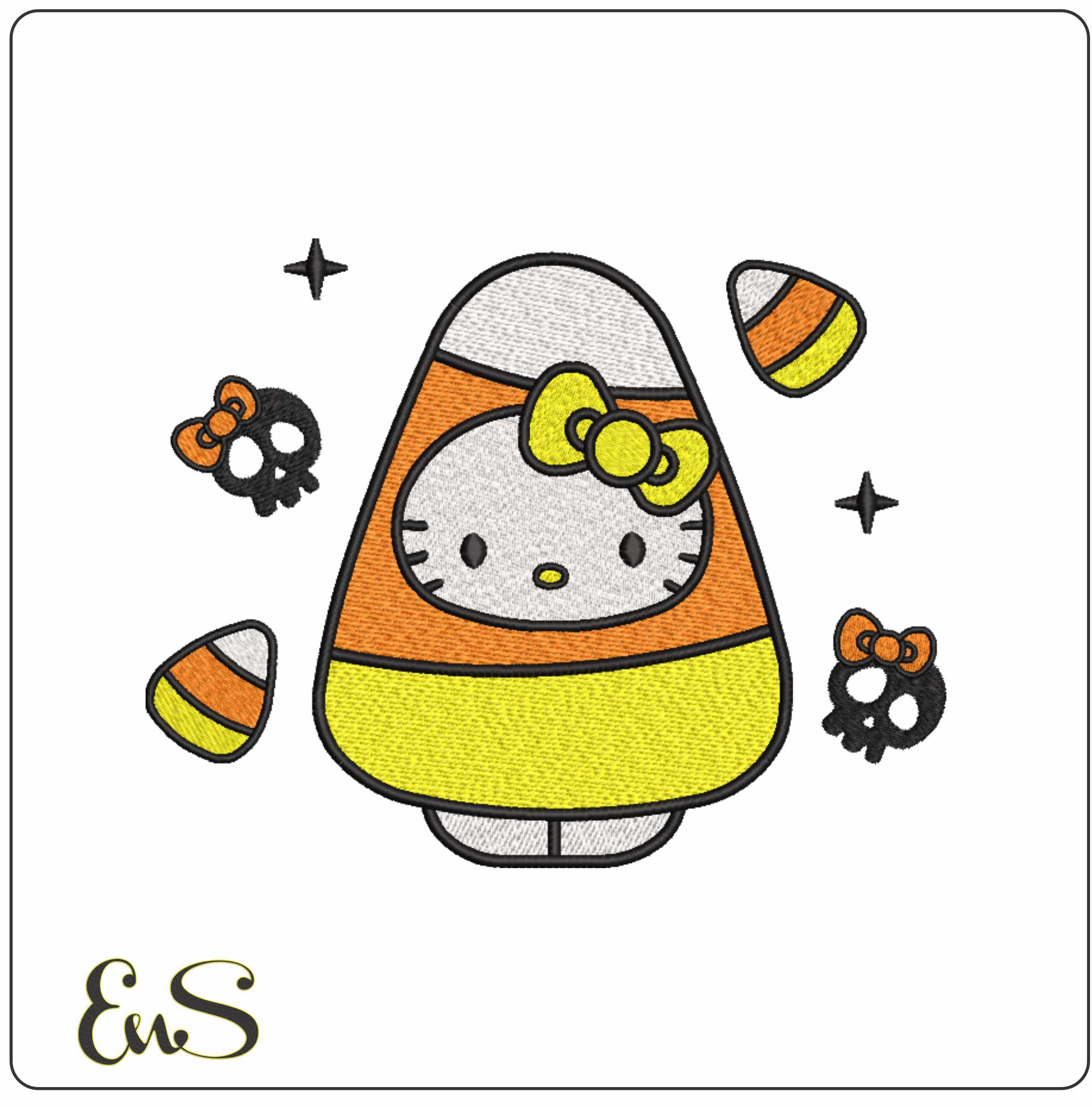 Hello Kitty Candy Corn With Skulls