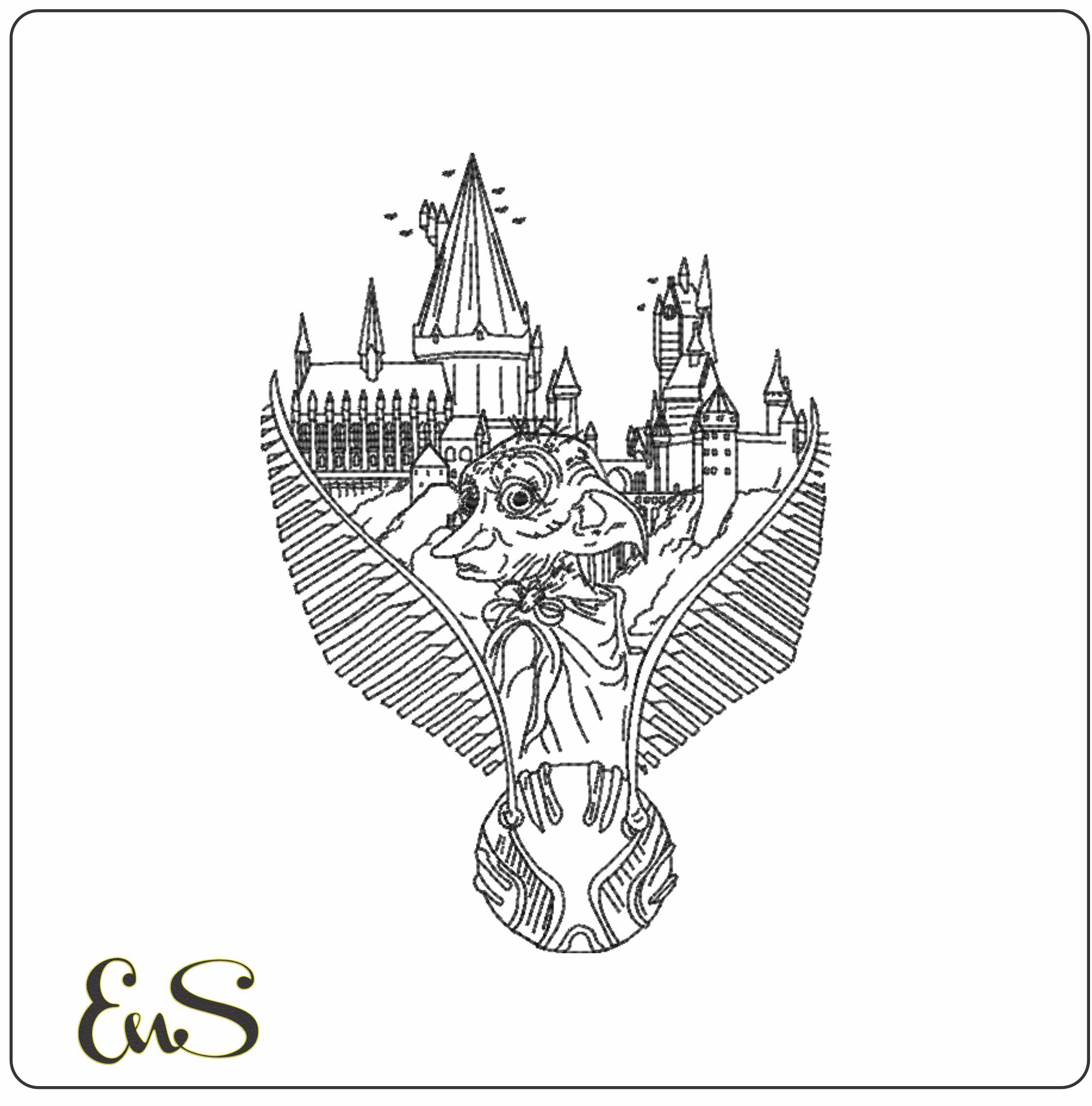Hogwarts Dobby Snitch Line Art Harry Potter
