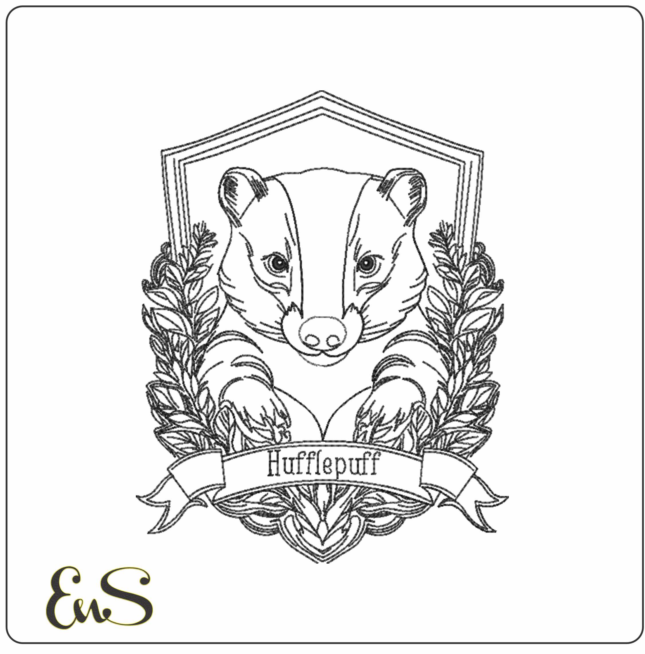 Hufflepuff Badger Line Art Harry Potter