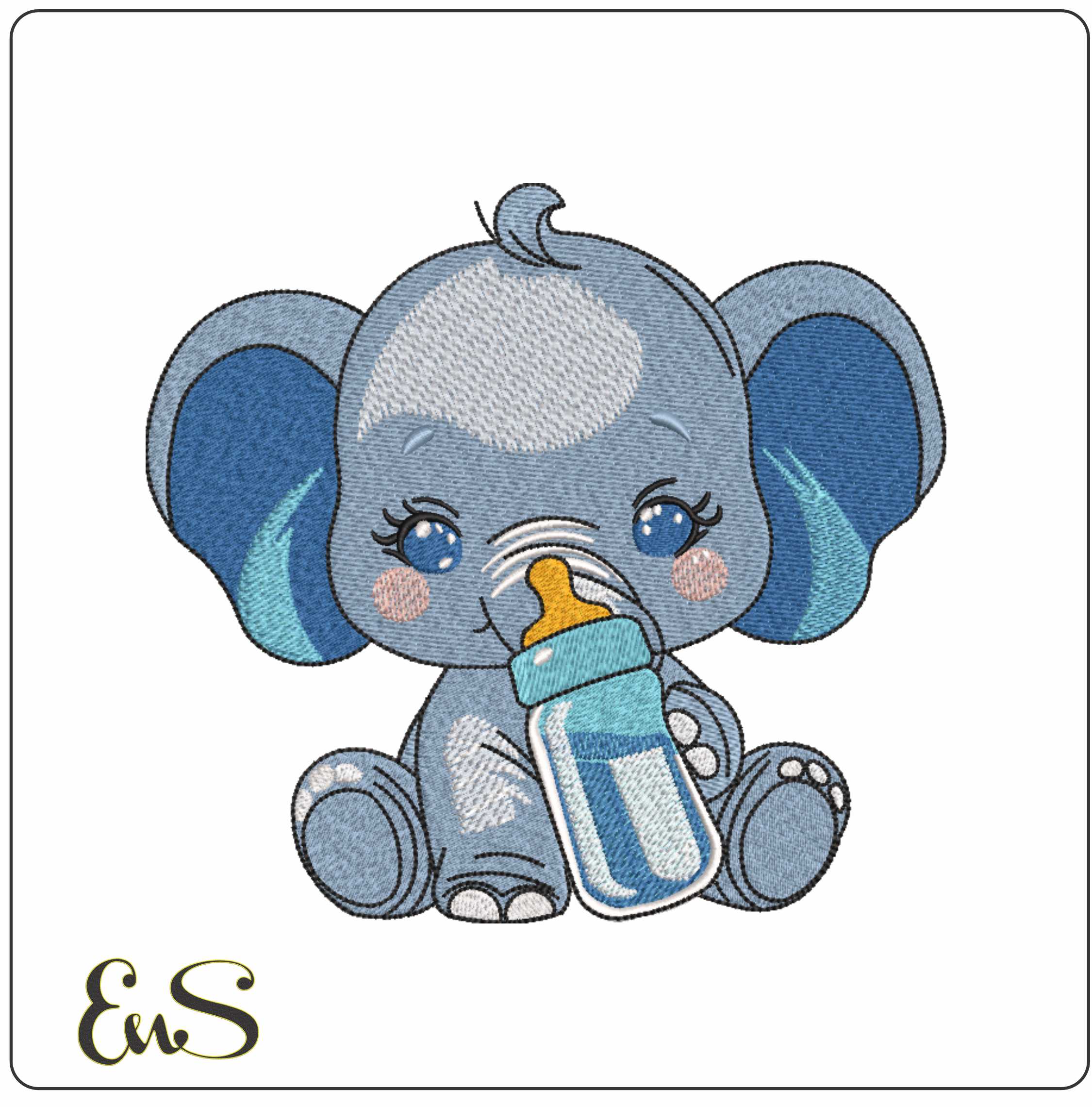 Baby Boy Elephant With Bottle Of Milk