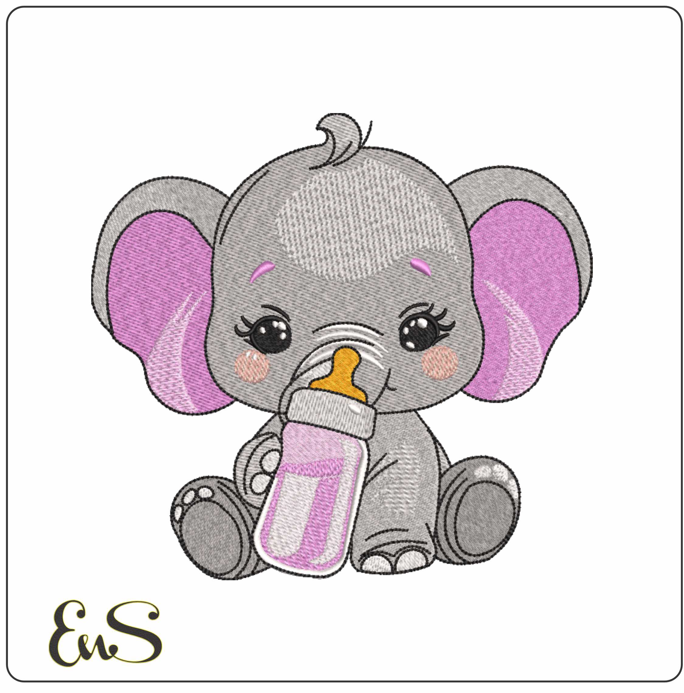 Baby Girl Elephant With Bottle Of Milk