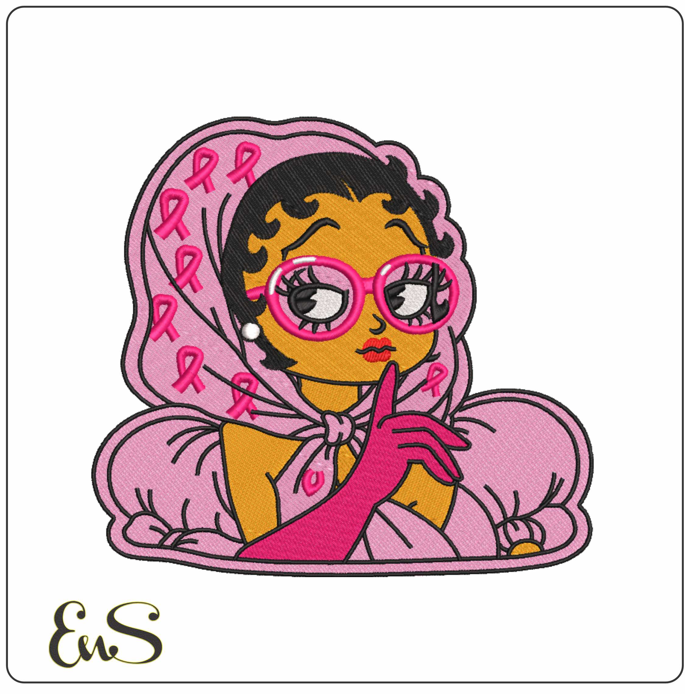 Girl In Pink With Breast Cancer Logo
