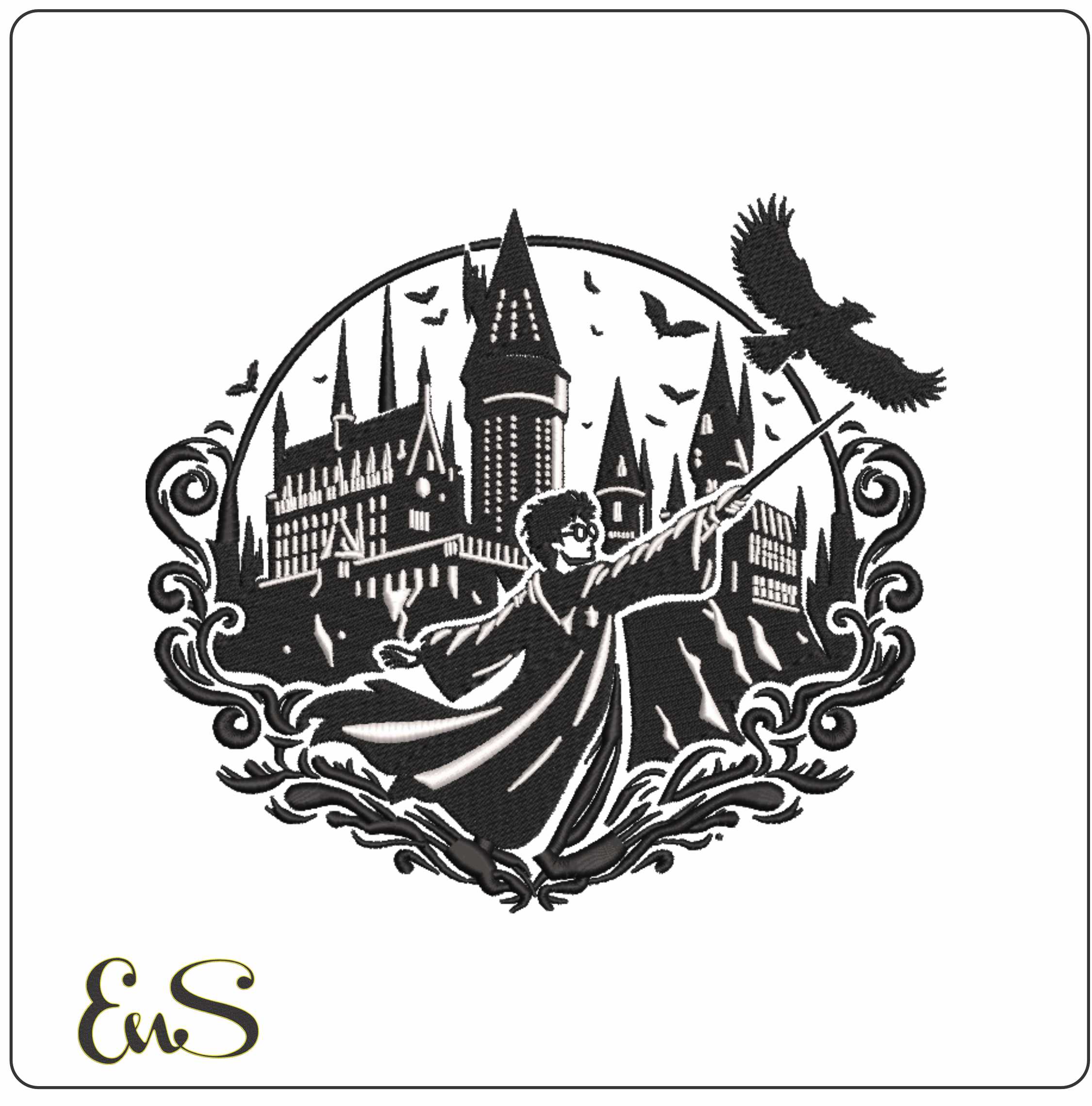 Harry Potter And Castle Shilouette