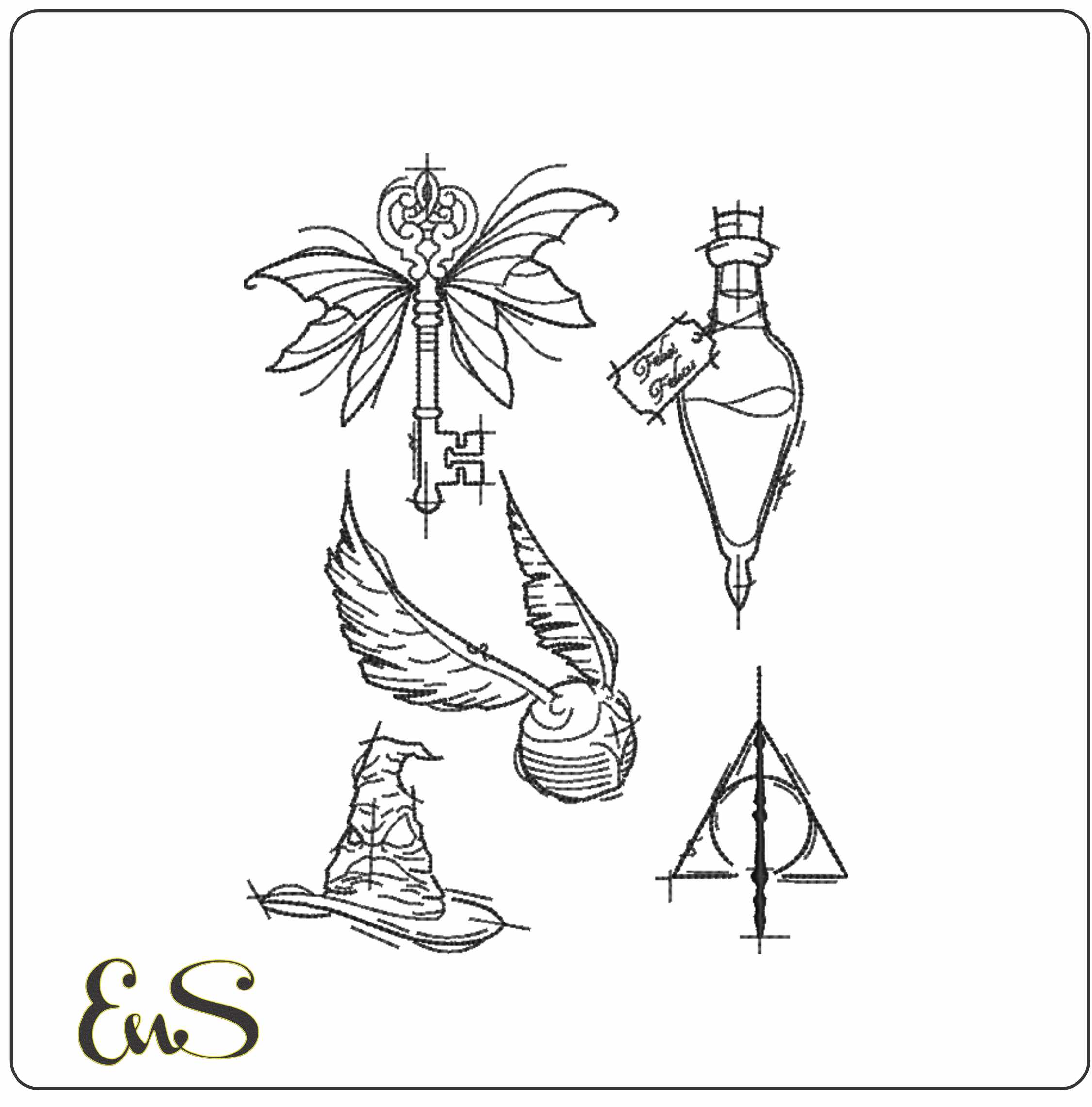 Harry Potter Themed Line Art