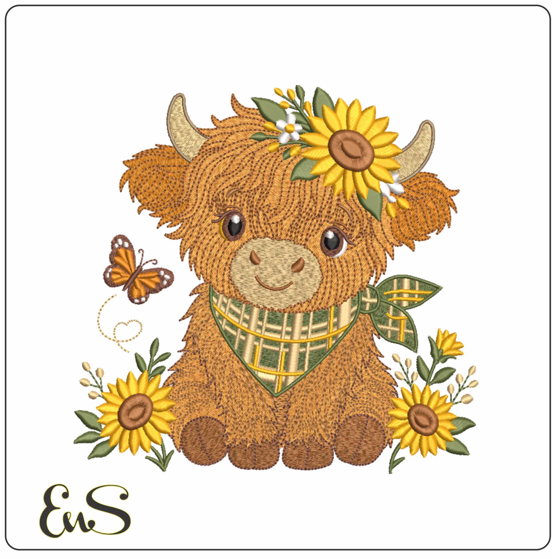 Highland Cow In Flowers