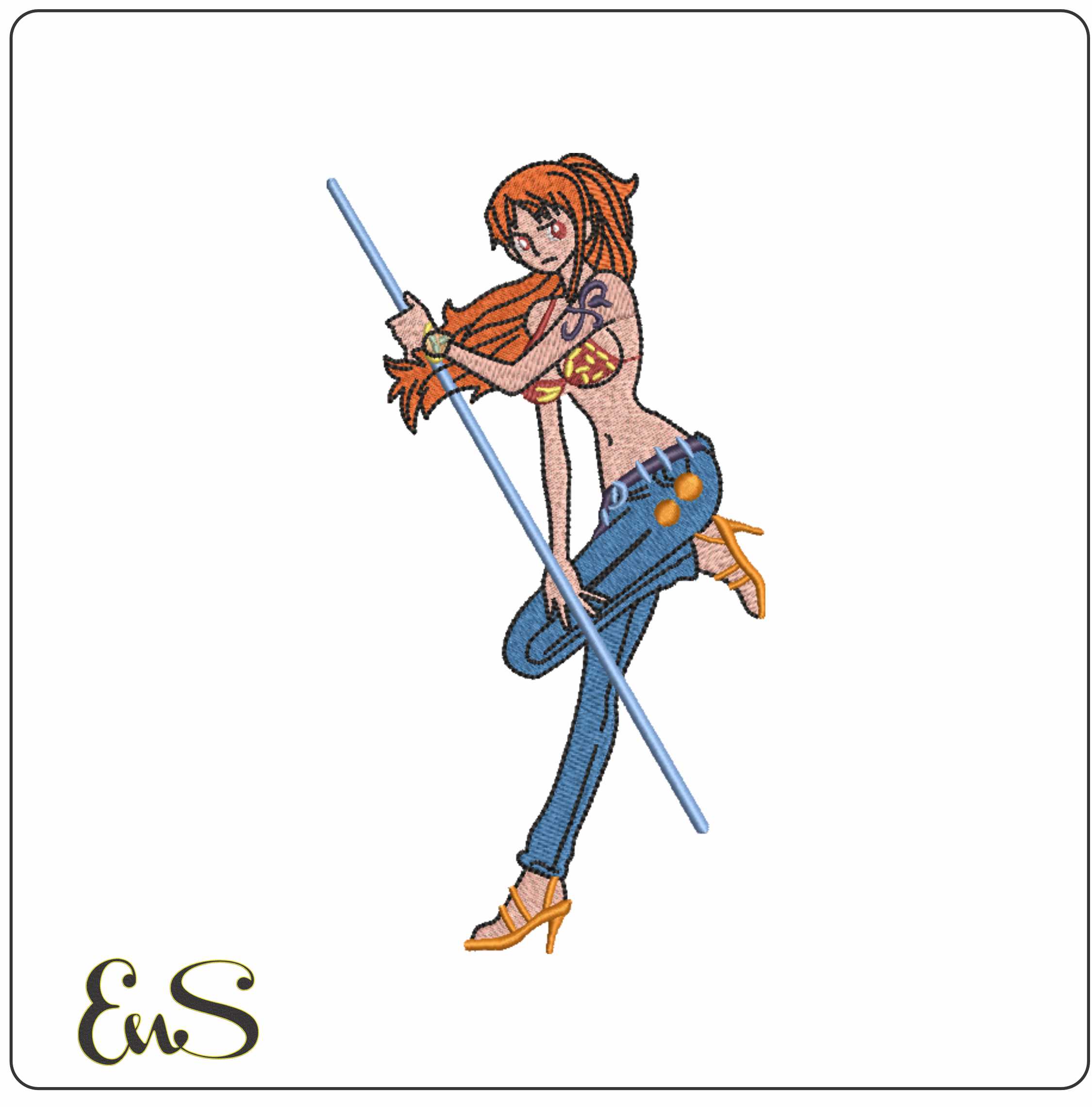 Nami With Fighting Pole One Piece Anime