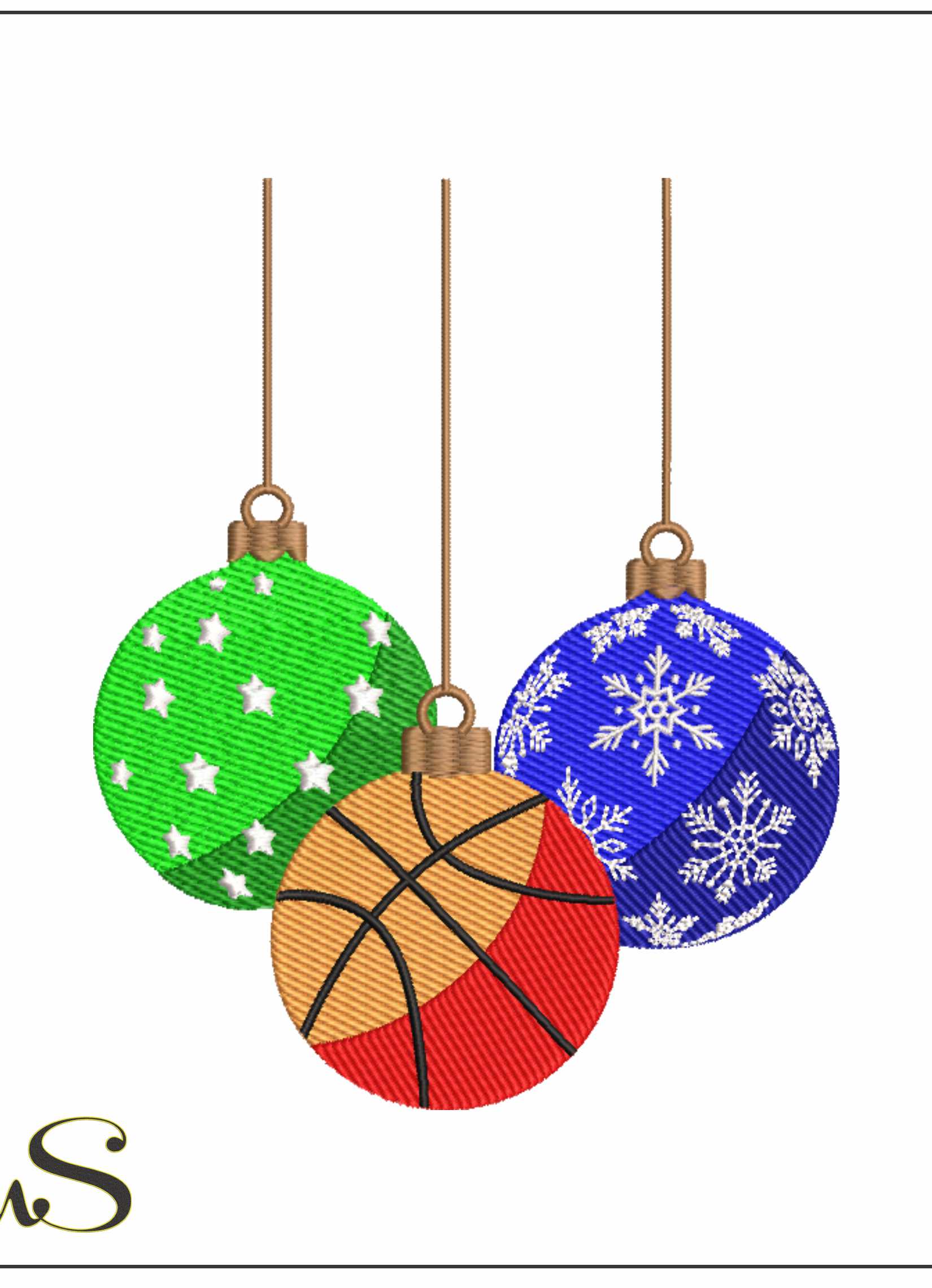 Bubble Basketball Christmas - embroidery file - instant download in a frame