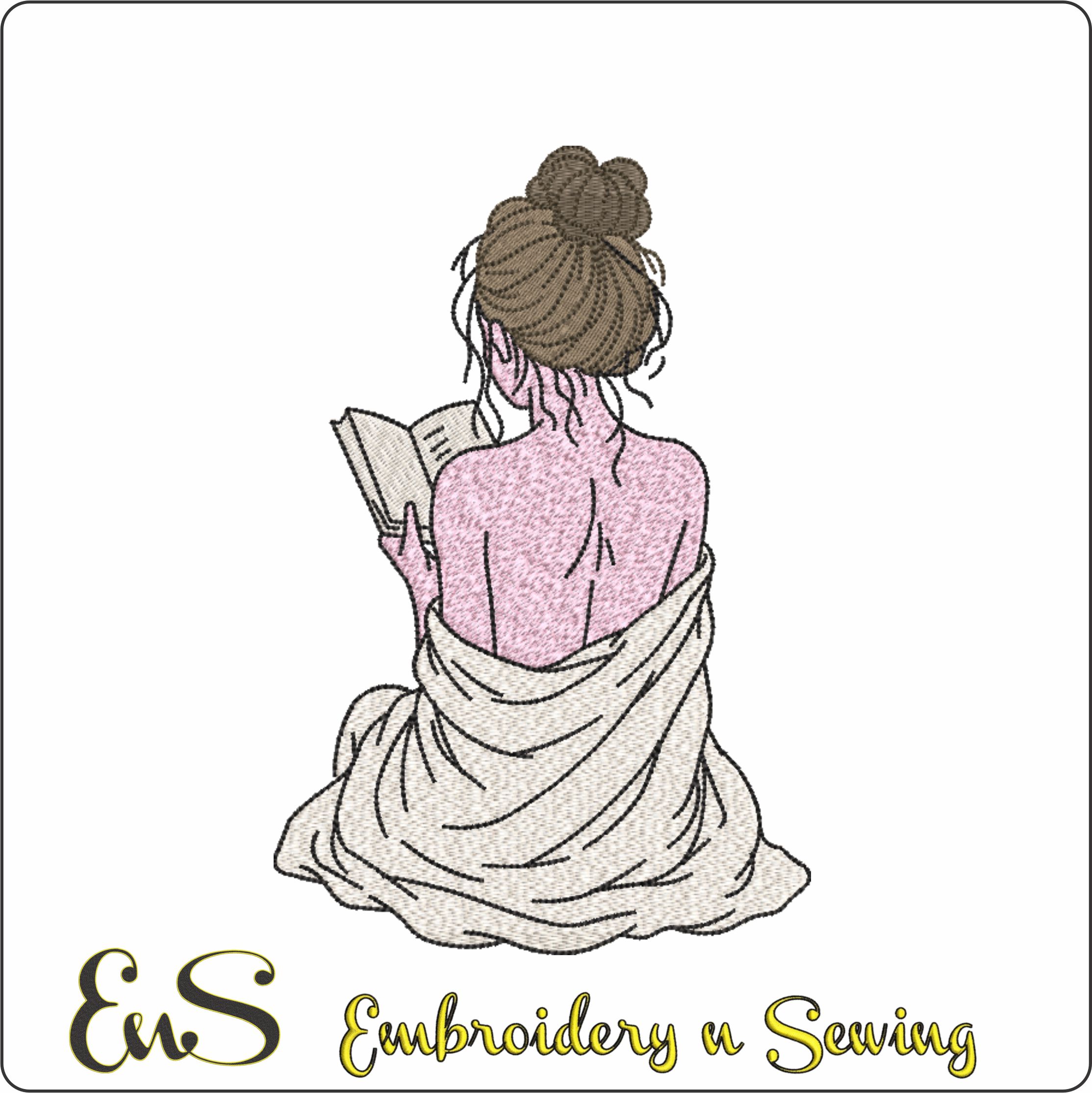 Lady Reading Book In Towel