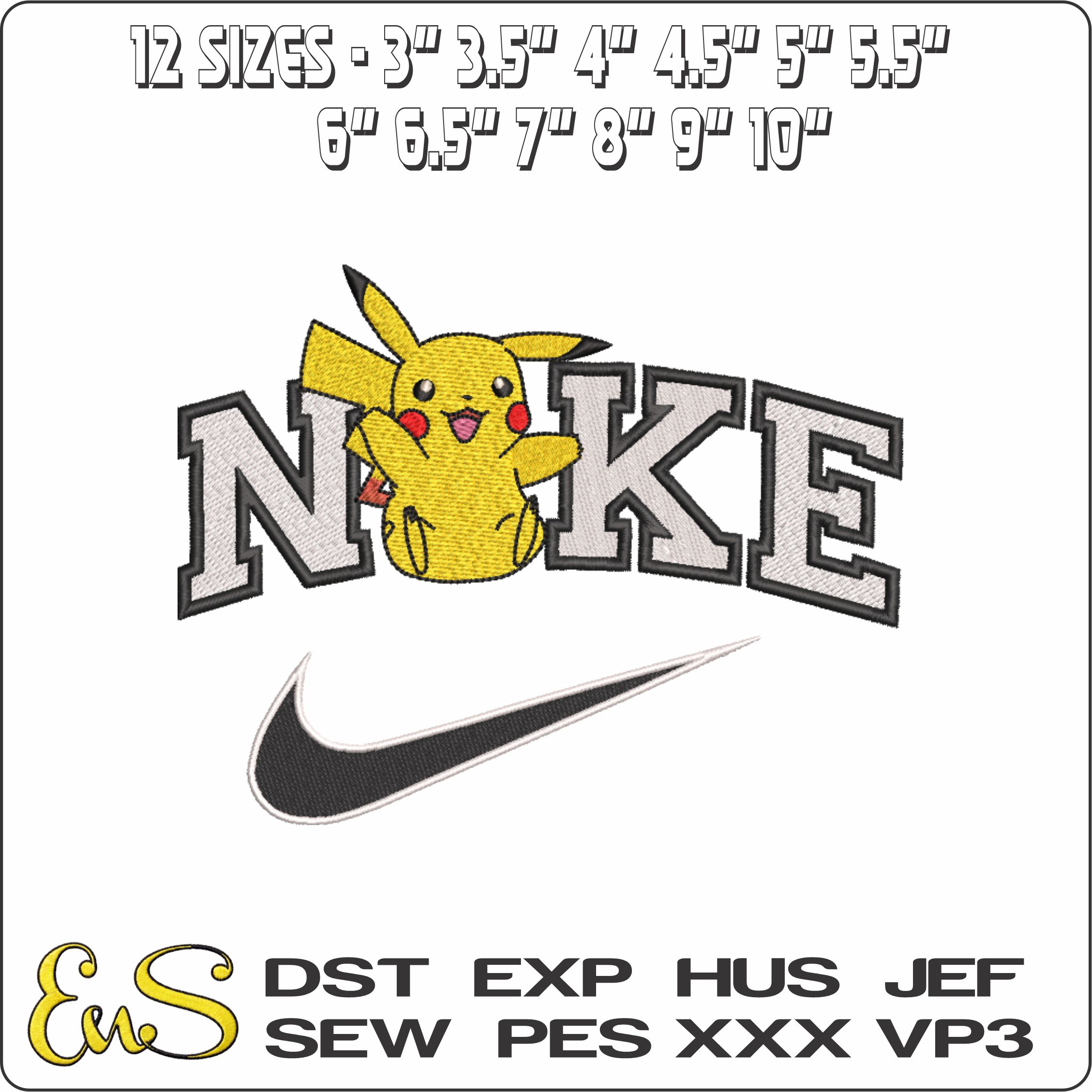 Pikachu Nike Embroidery Design - Embroidery & Sewing