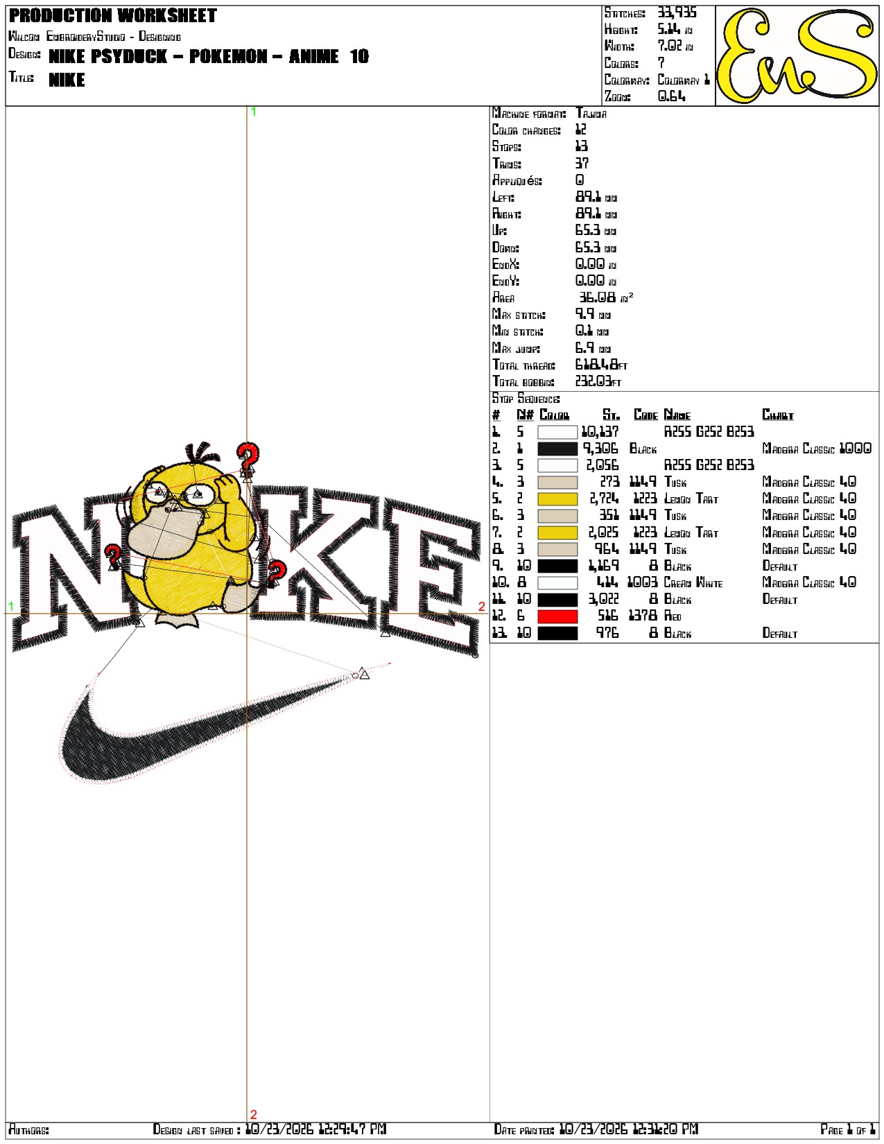Psyduck Embroidery Design with NOKE Parody Swoosh - Embroidery & Sewing