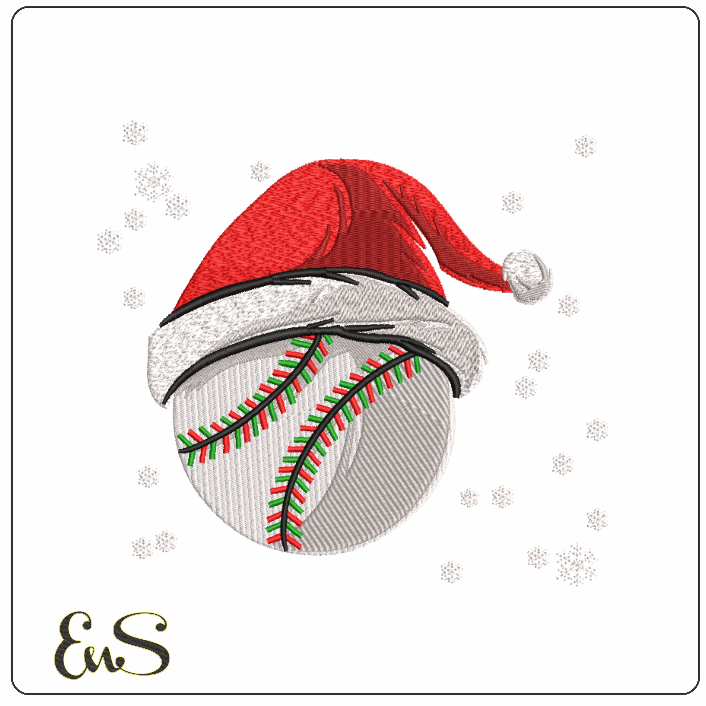 Christmas Baseball Large - embroidery file - instant download in a frame