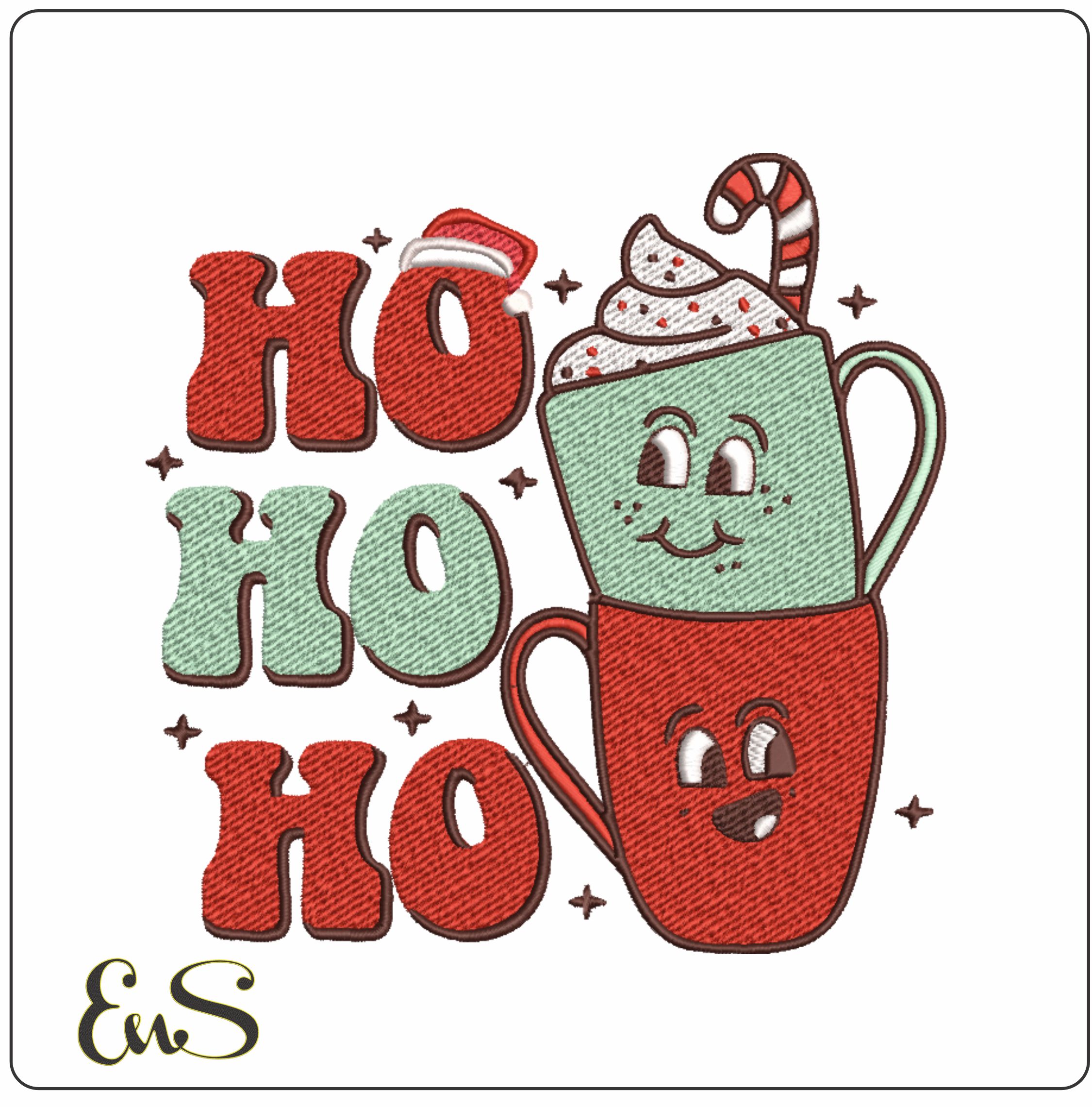 Ho Ho Ho Christmas Mugs- embroidery file - instant download in a frame