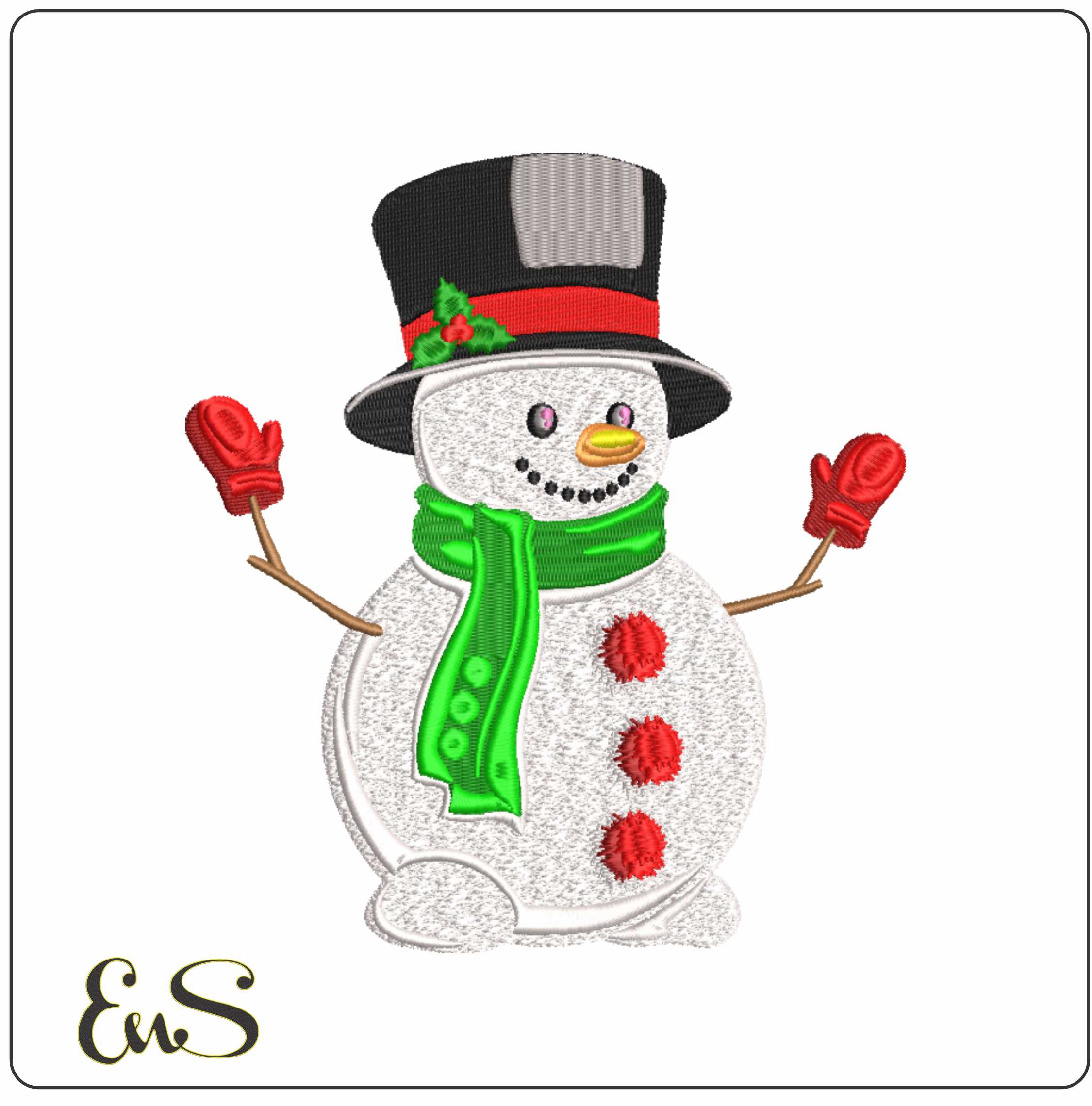 Snowman Large Christmas - embroidery file - instant download in a frame
