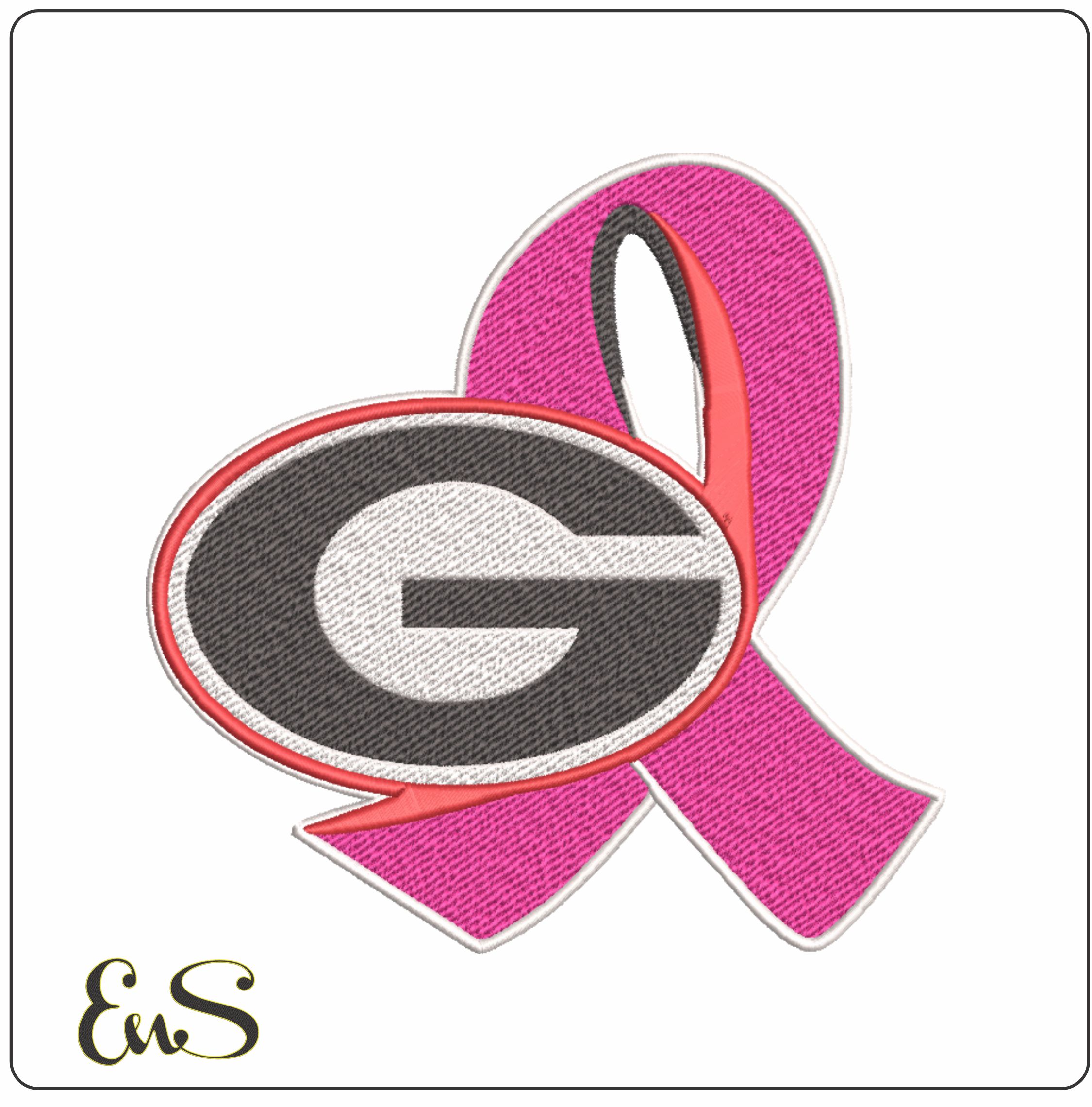 Georgia Breast Cancer - embroidery Design - instant File download in a frame