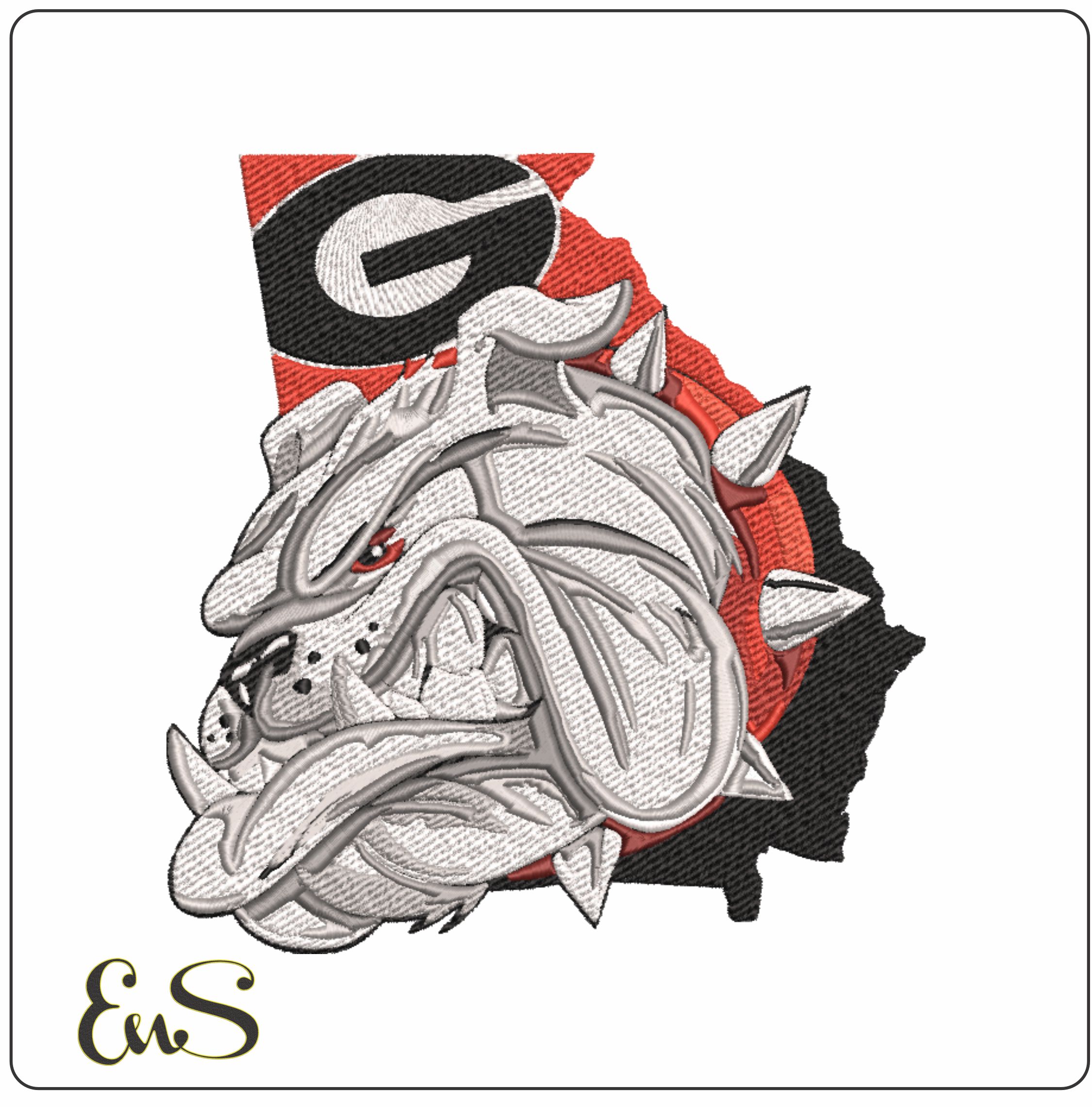 Georgia Bulldog Map - embroidery Design - instant File download in a frame