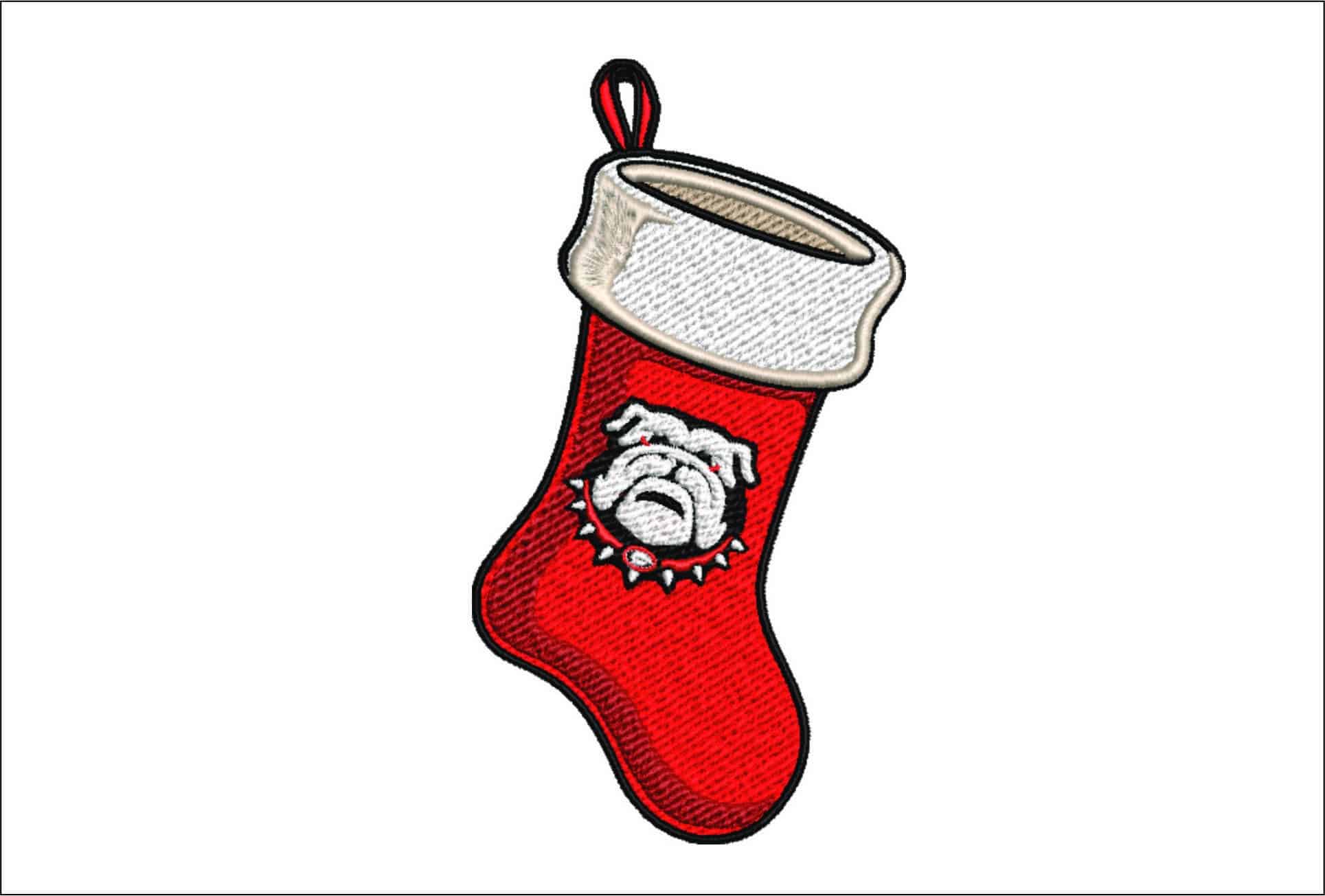 Bulldog Christmas Stocking - embroidery Design - instant File download in a frame