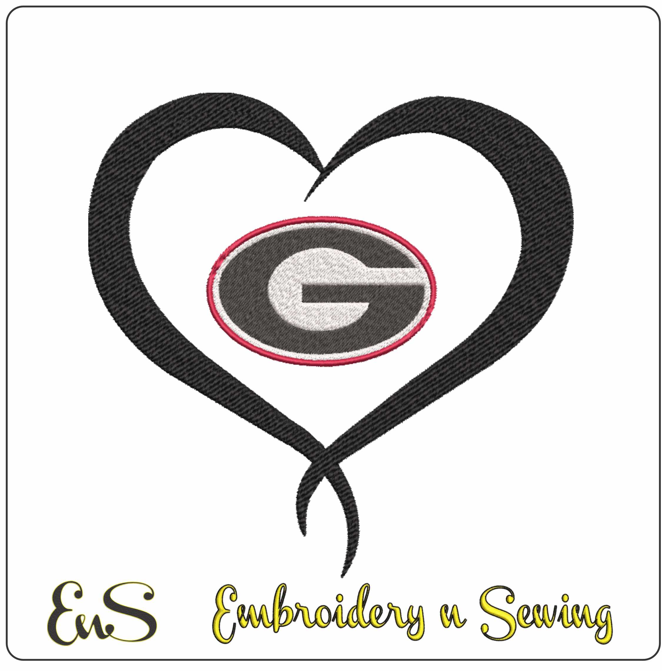 Georgia Heart embroidery design -Georgia Heart Embroidery Machine Pattern  Logo