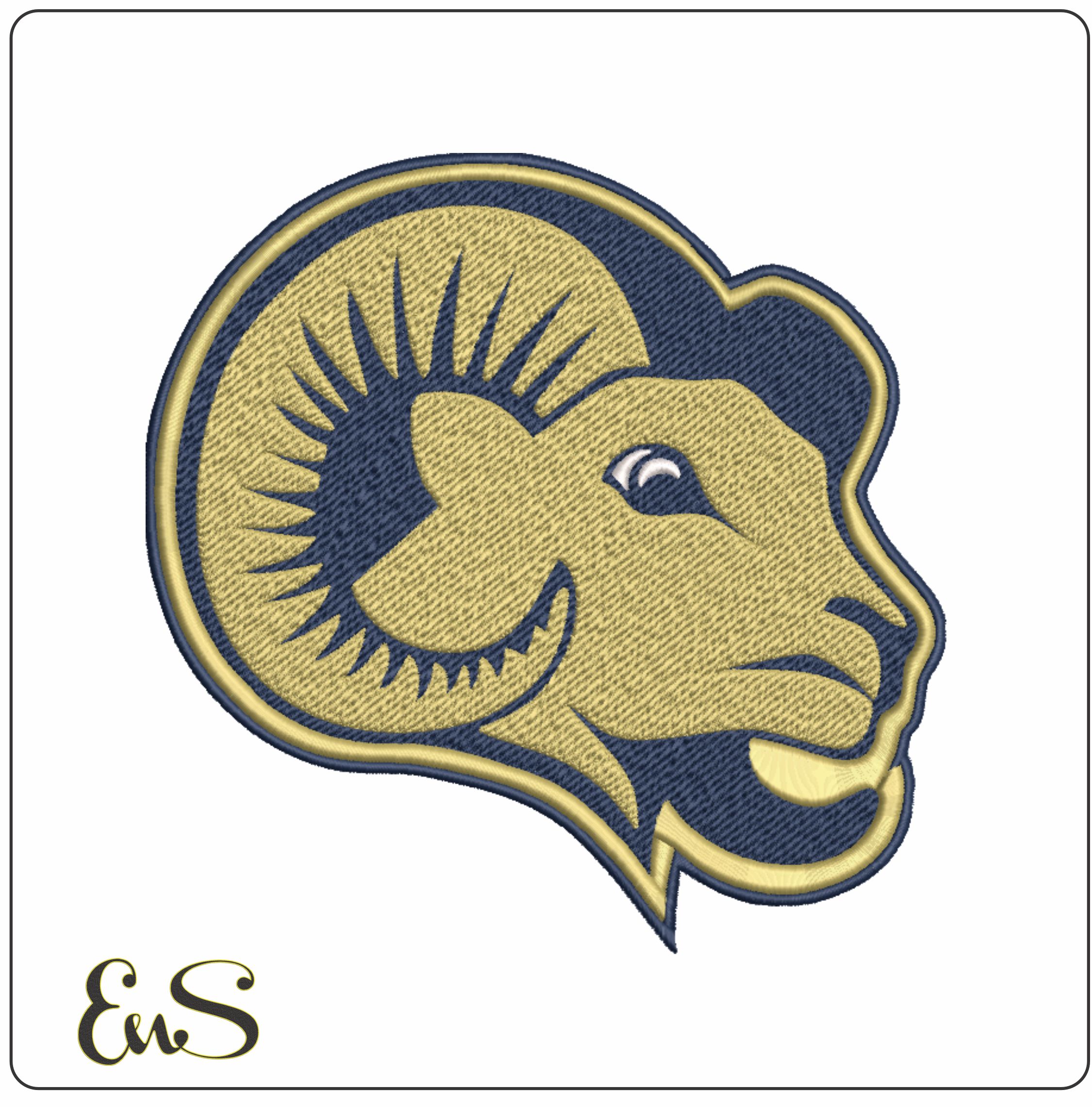 Golden Ram embroidery design - Golden Ram Logo embroidery machine pattern embroidery file - instant download in a frame