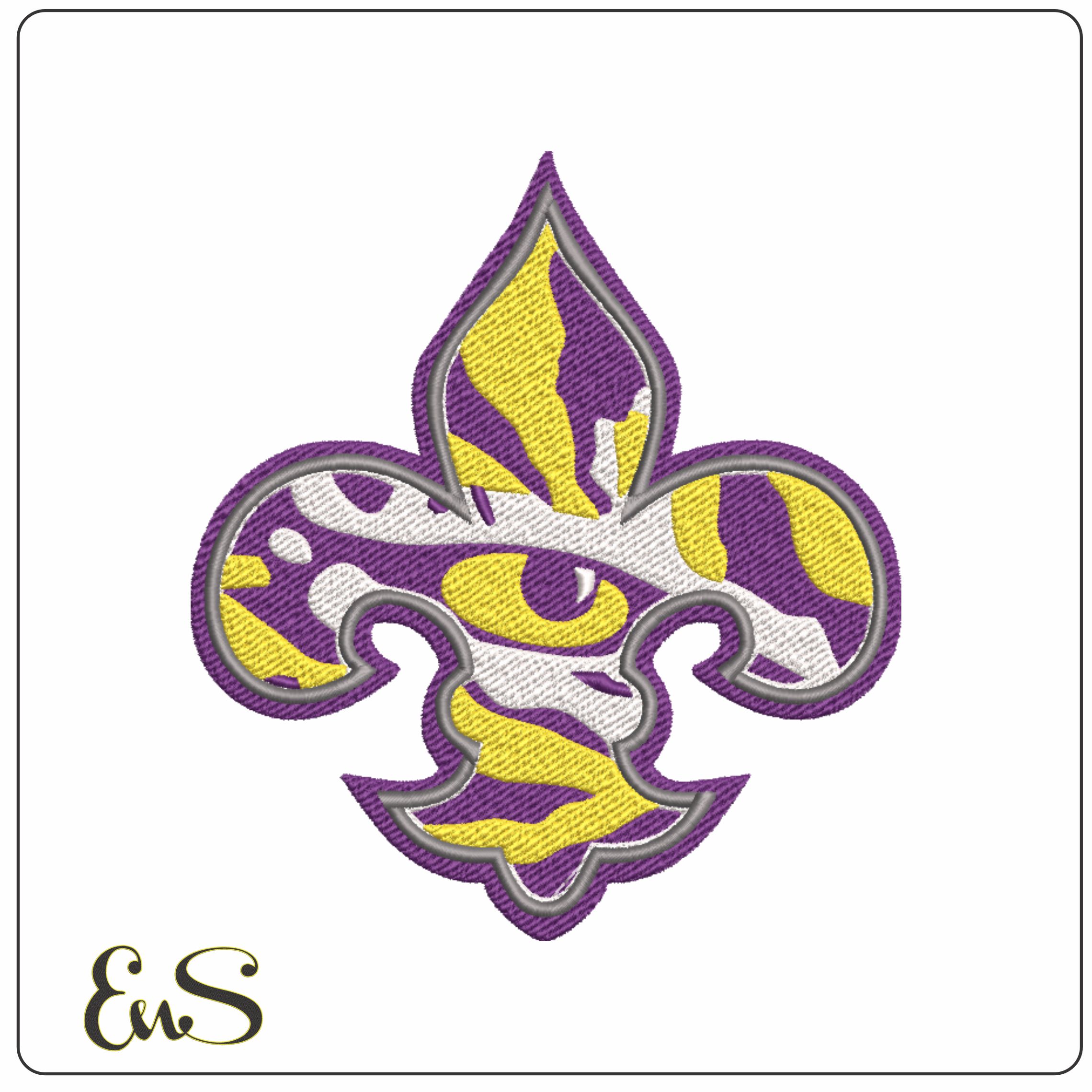 LSU Fleur Eye embroidery design  - LSU Fleur Eye Logo  embroidery machine  pattern embroidery file - instant download in a frame