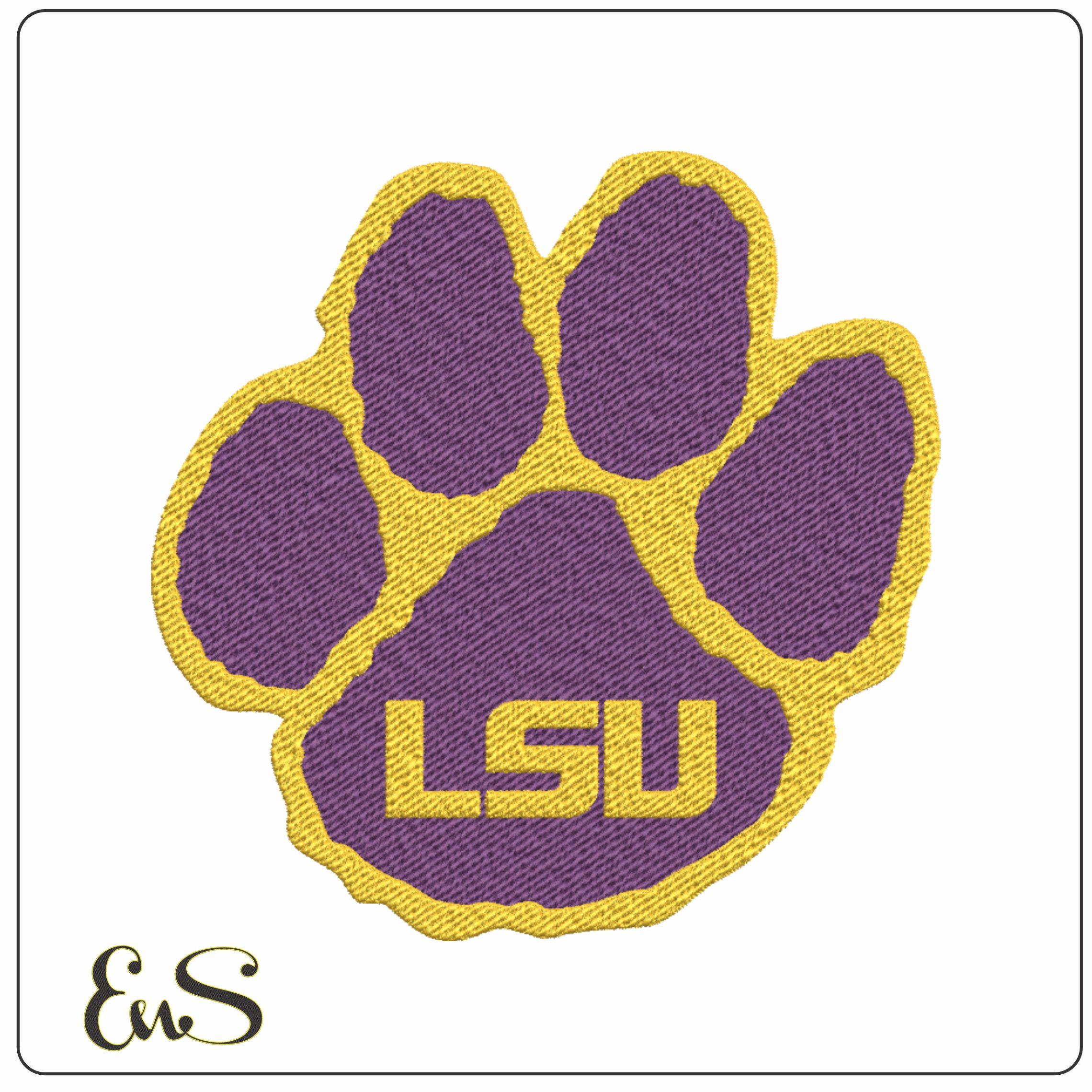 LSU Fighting Tigers Paws embroidery design - LSU Paw Logo embroidery machine pattern embroidery file - instant download in a frame