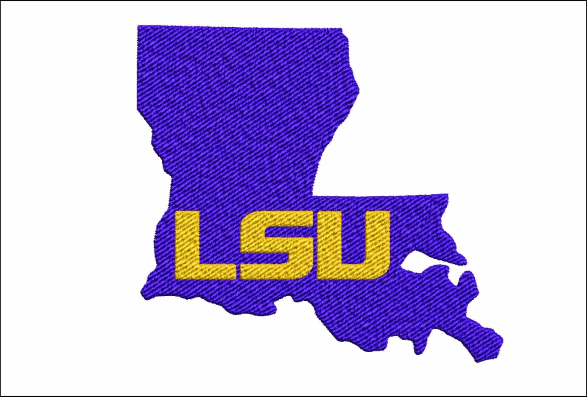 LSU  Map embroidery design  - LSU Map Logo  embroidery machine  pattern embroidery file - instant download in a frame