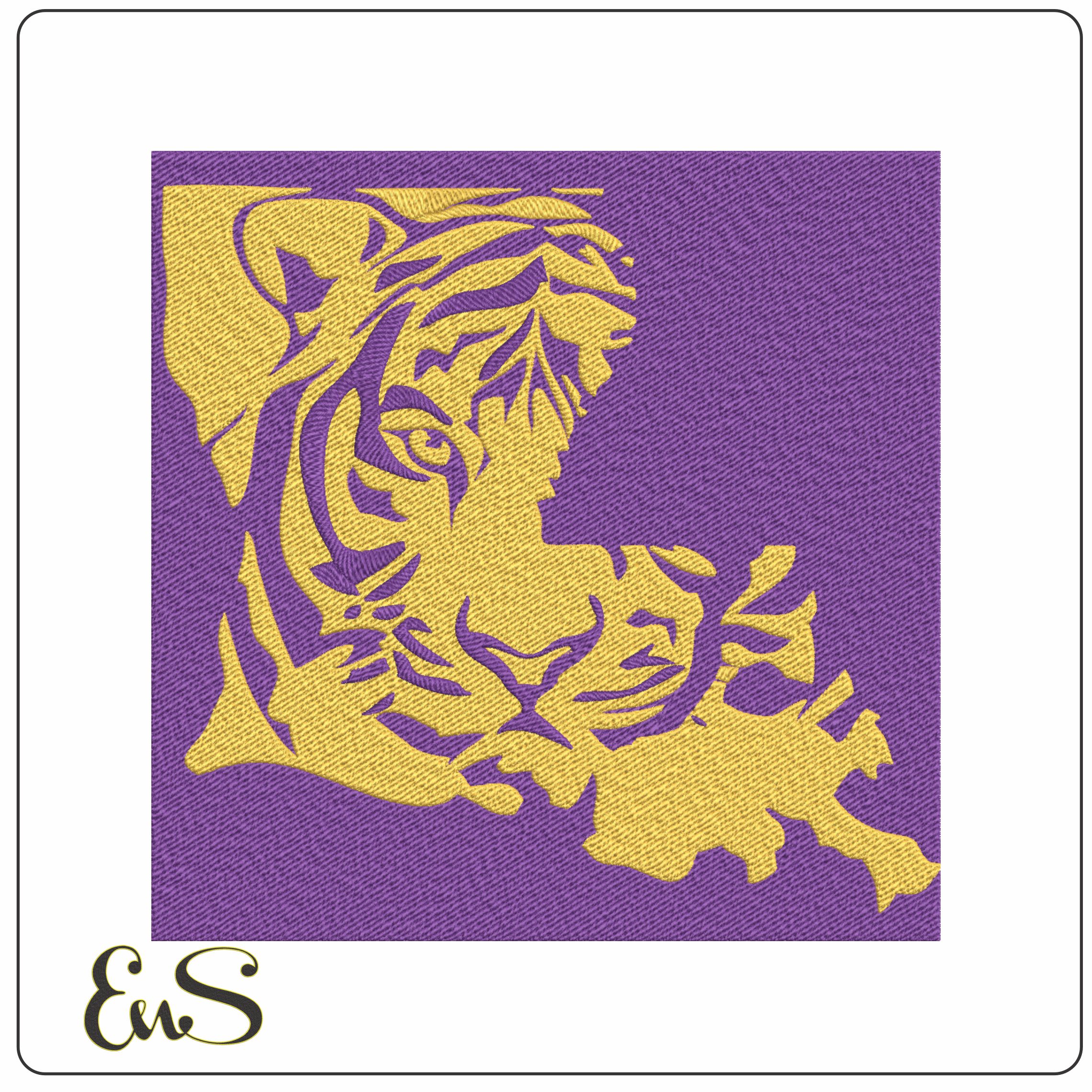LSU  Map Tiger embroidery design  - LSU Map Tiger Logo  embroidery machine  pattern embroidery file - instant download in a frame