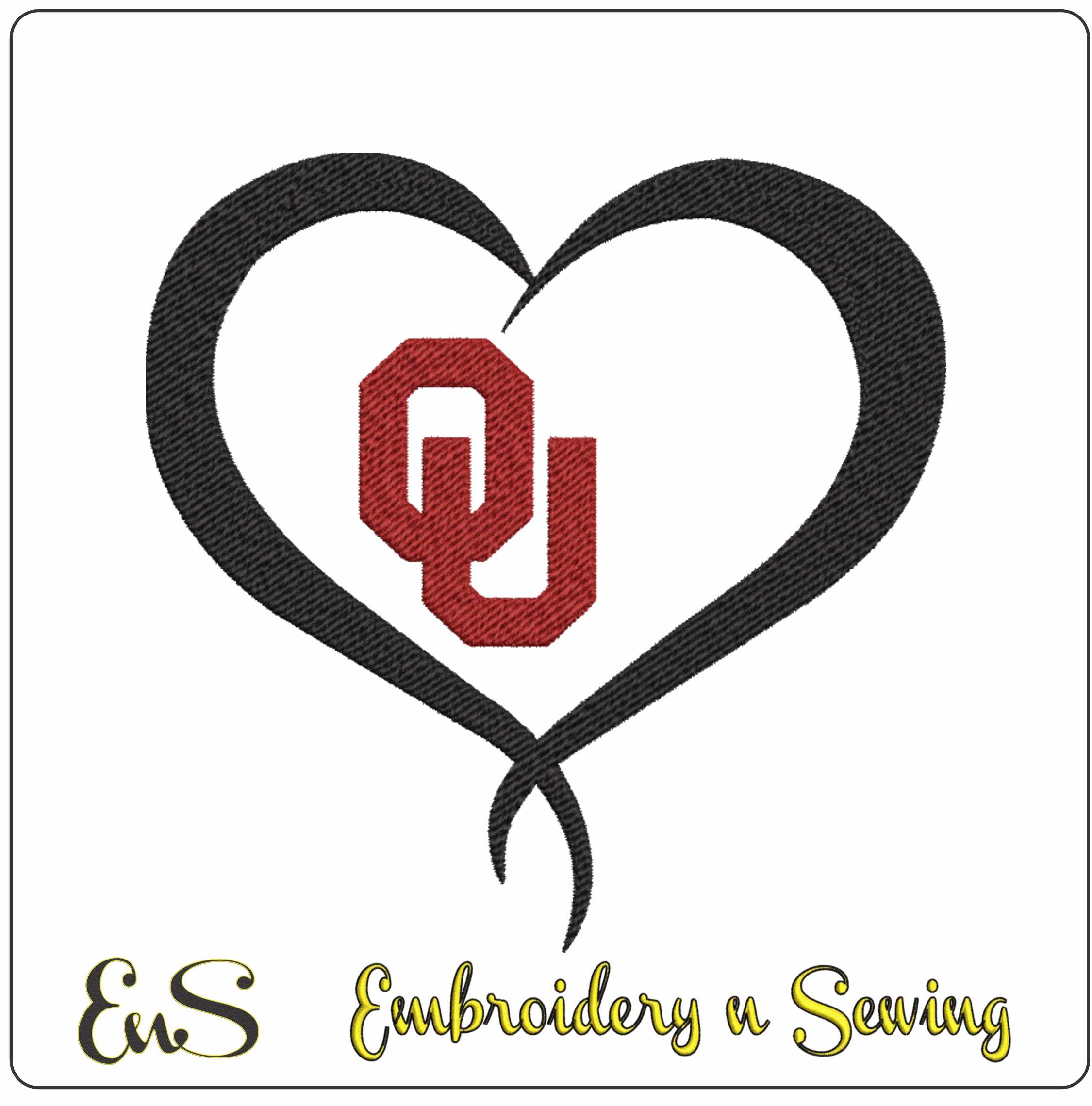Twisted Heart OU embroidery design - Twisted Heart OU embroidery machine pattern embroidery file - instant download