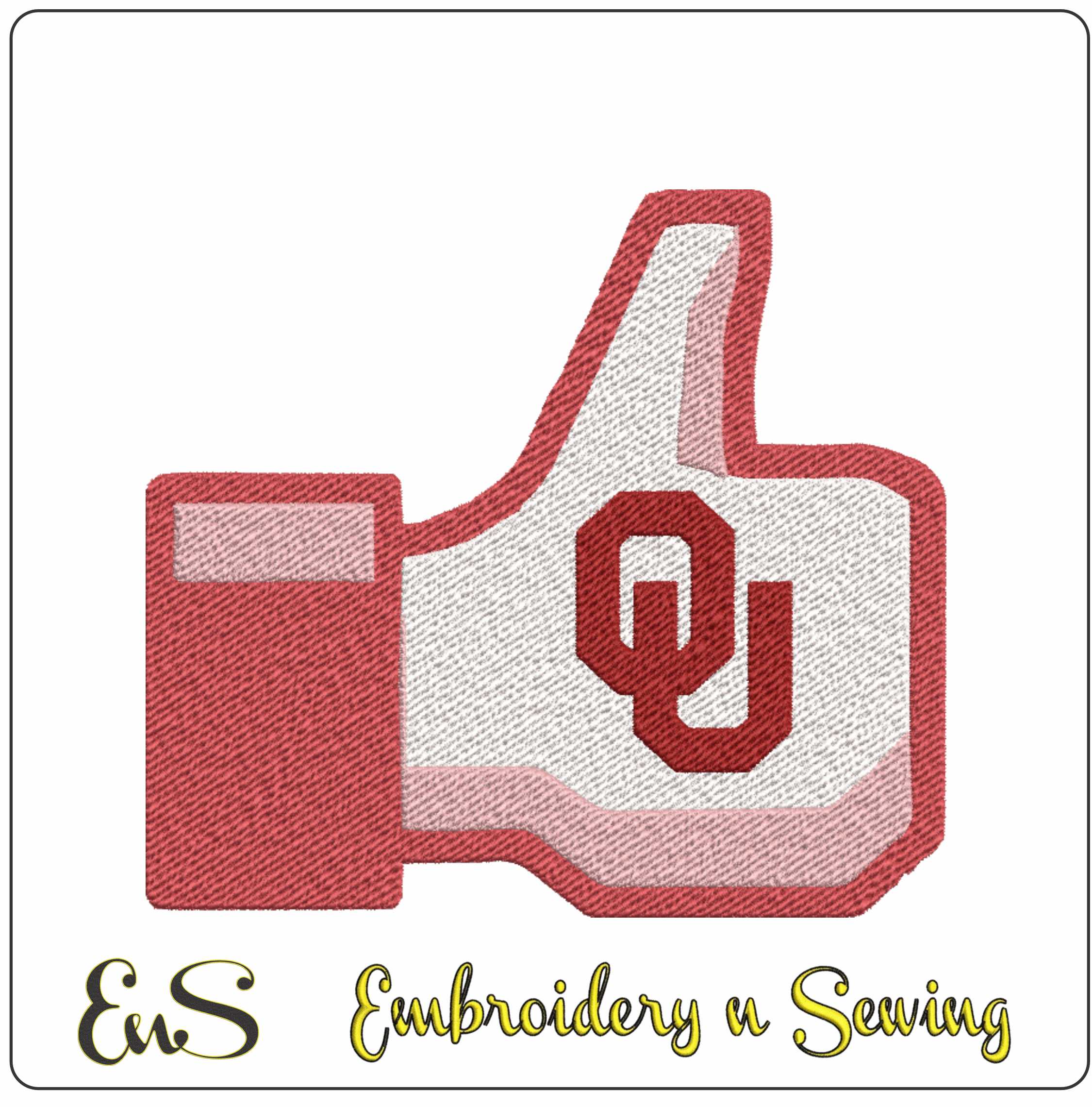 OU Thumbs embroidery design  - OU Thumbs Logo  embroidery machine  pattern embroidery file - instant download in a frame