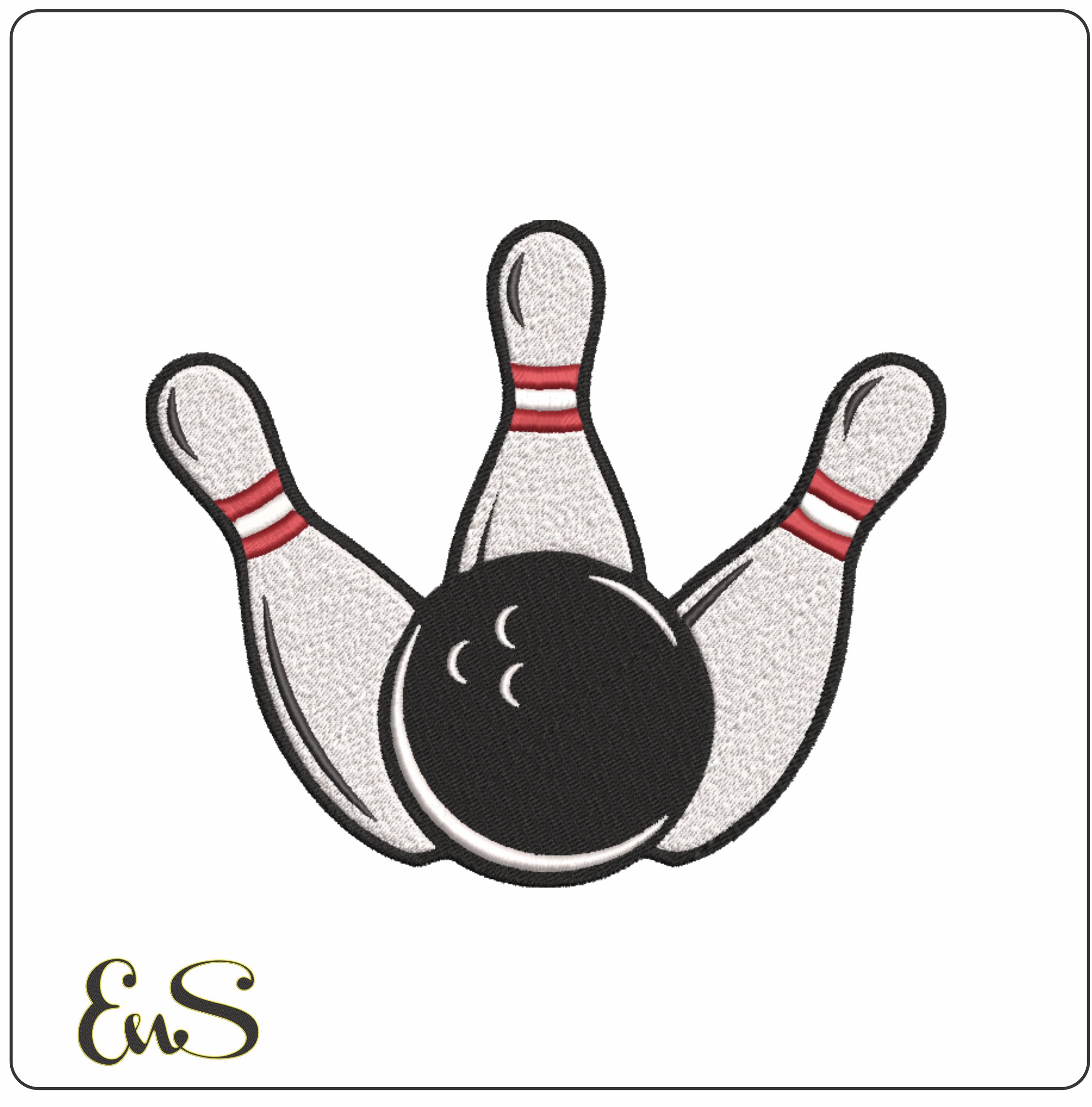 Bowling Ball And Pins embroidery design -Bowling Ball And pins embroidery machine pattern embroidery file - instant download