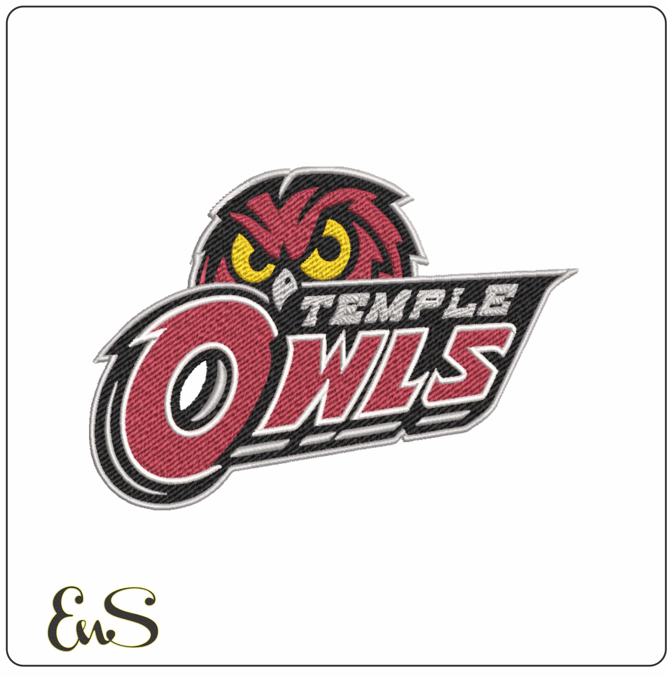 Temple Owls Logo 2017  embroidery design -Temple Owls Logo 2017 embroidery machine pattern embroidery file - instant download