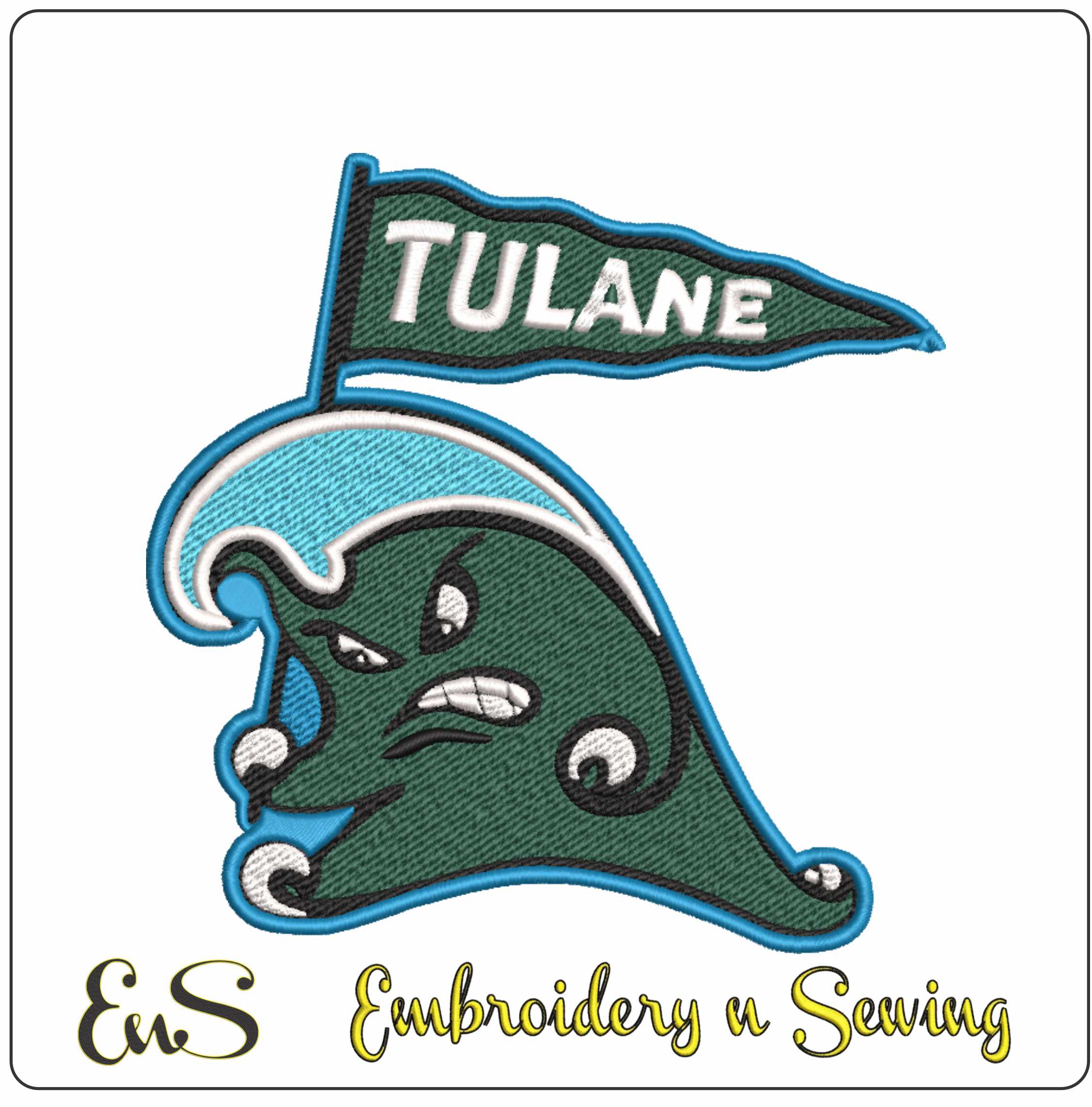 Tulane Green Wave Logo embroidery design -Tulane Green Wave Logo embroidery machine pattern embroidery file - instant download