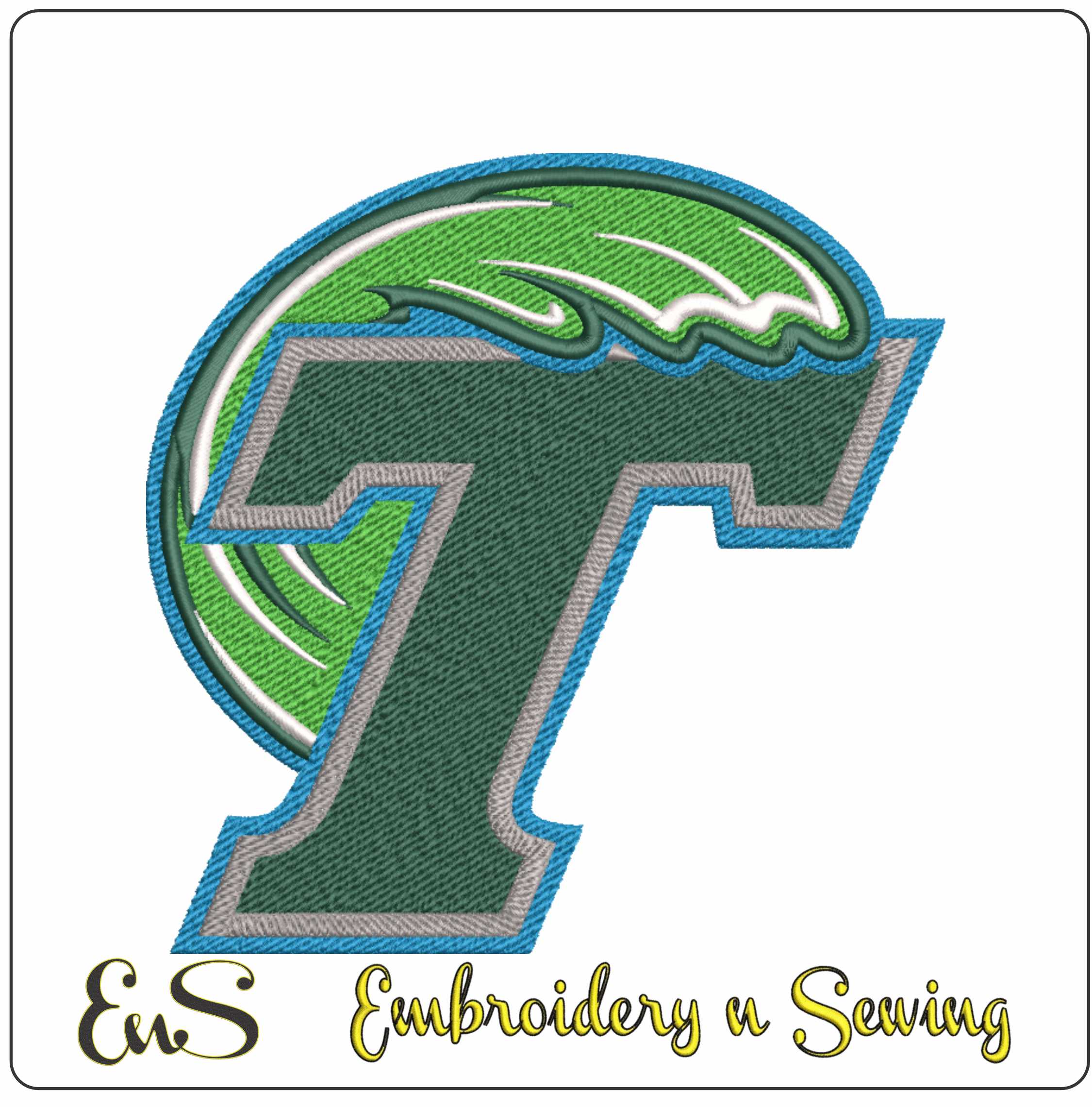 Tulane Green Wave Logo 2014 embroidery design -Tulane Green Wave Logo 2014 embroidery machine pattern embroidery file - instant download