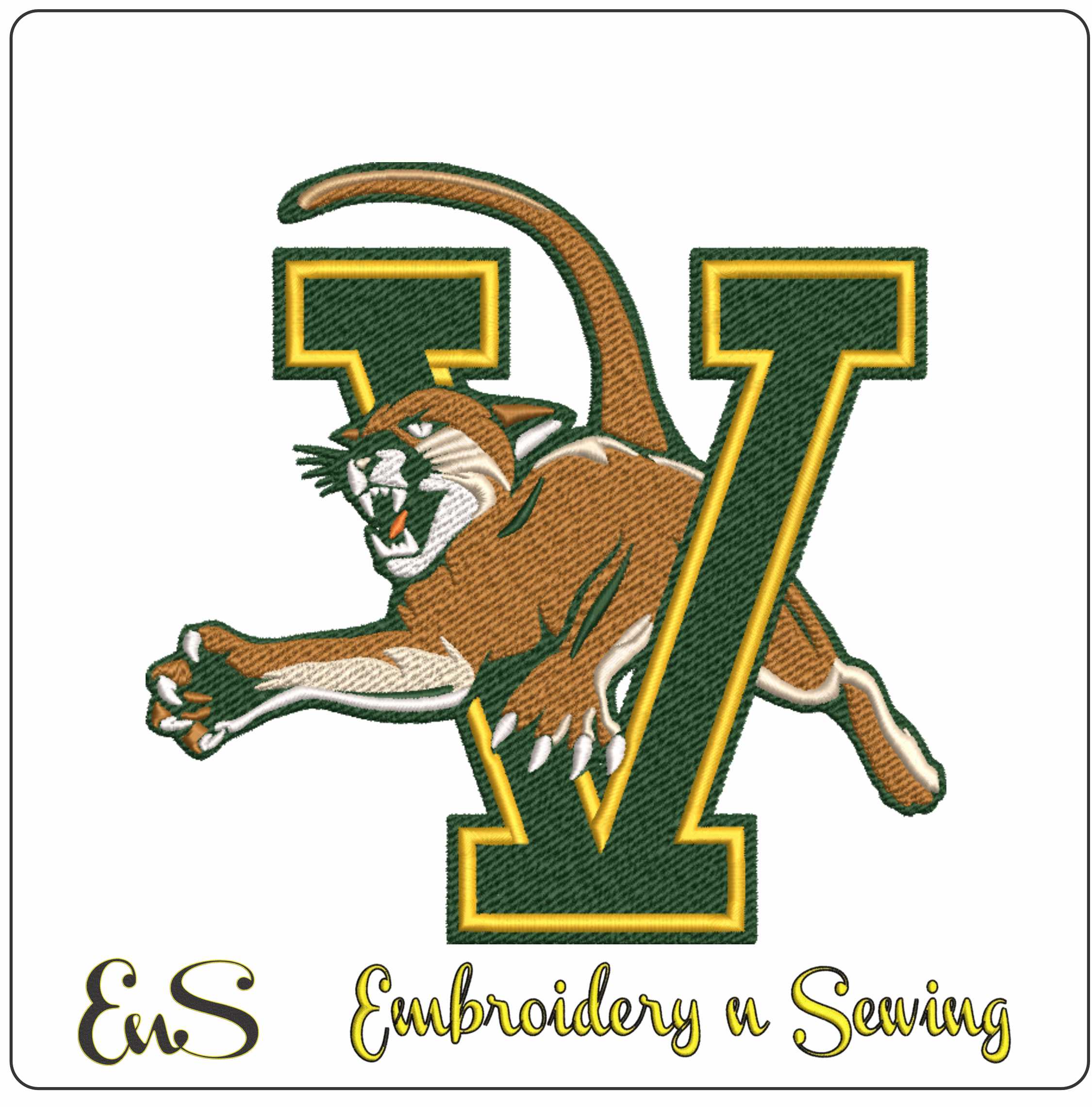 Vermont Catamounts logo embroidery design - Virtue Field Stadium- Logo embroidery machine pattern embroidery file - instant download