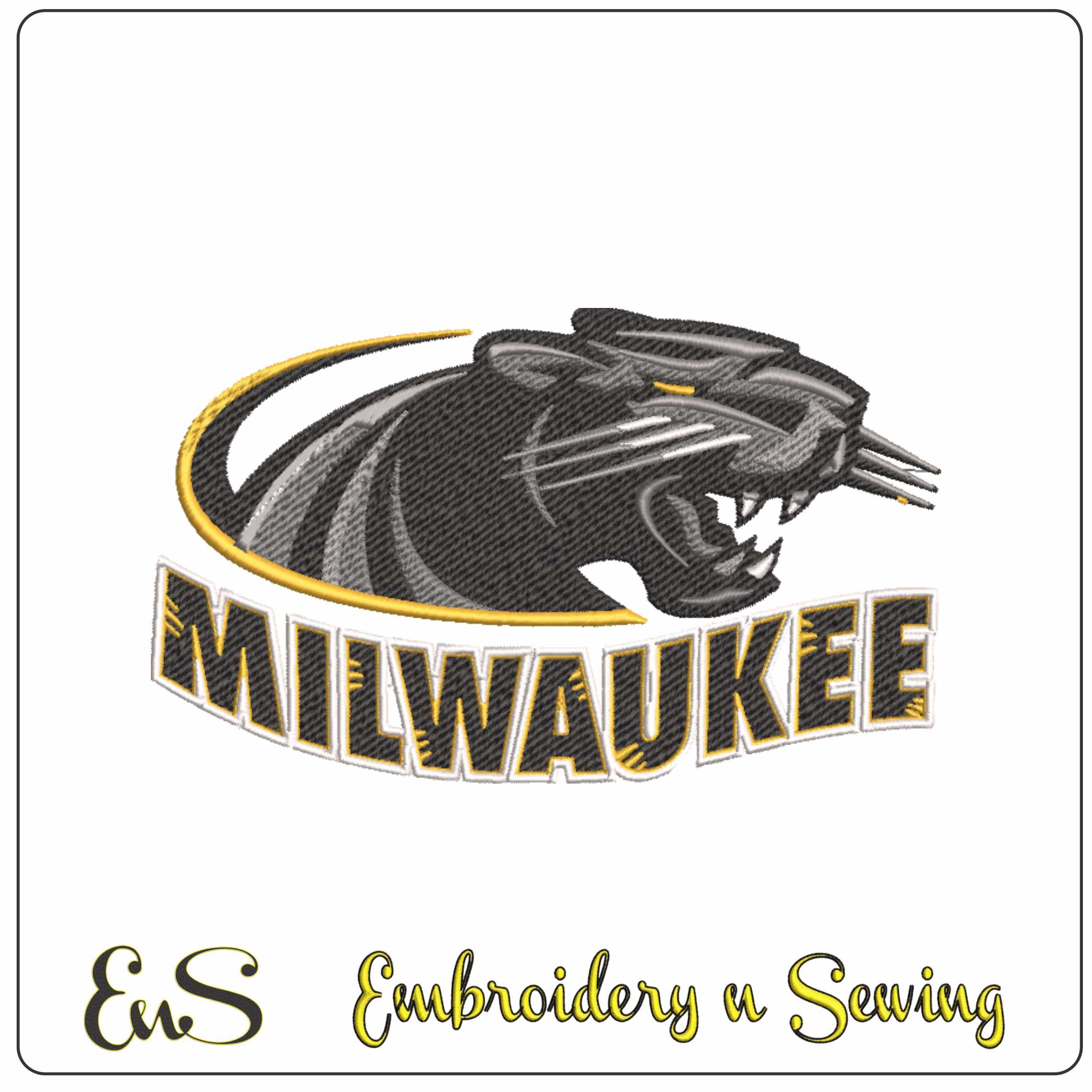 Wisconsin Milwaukee Panthers logo embroidery design - Milwaukee County Stadium - Logo embroidery machine pattern embroidery file - instant download