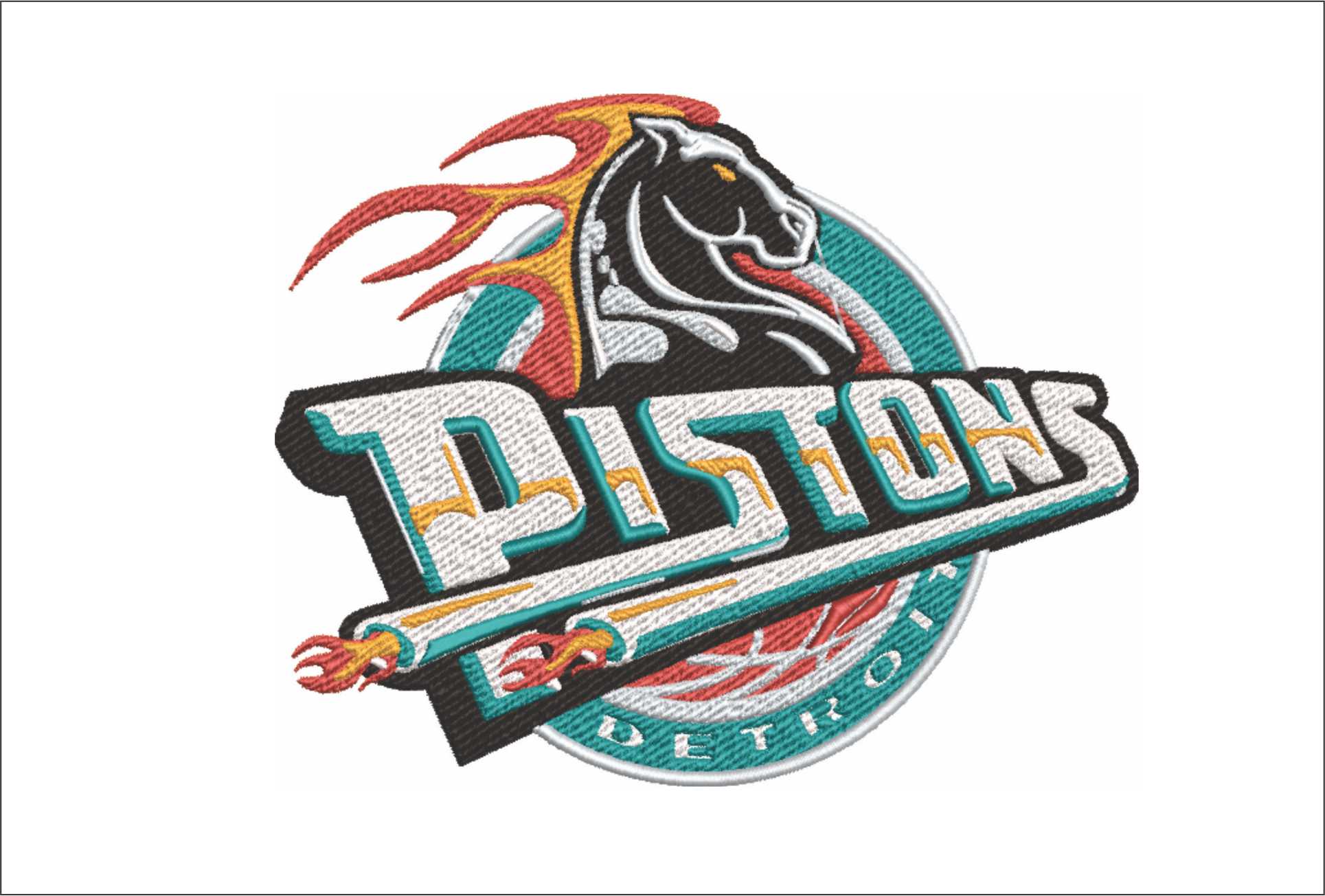Detroit Pistons 1996 NBA Logo  embroidery design -Little Caesars Arena- embroidery  machine pattern embroidery file - instant download