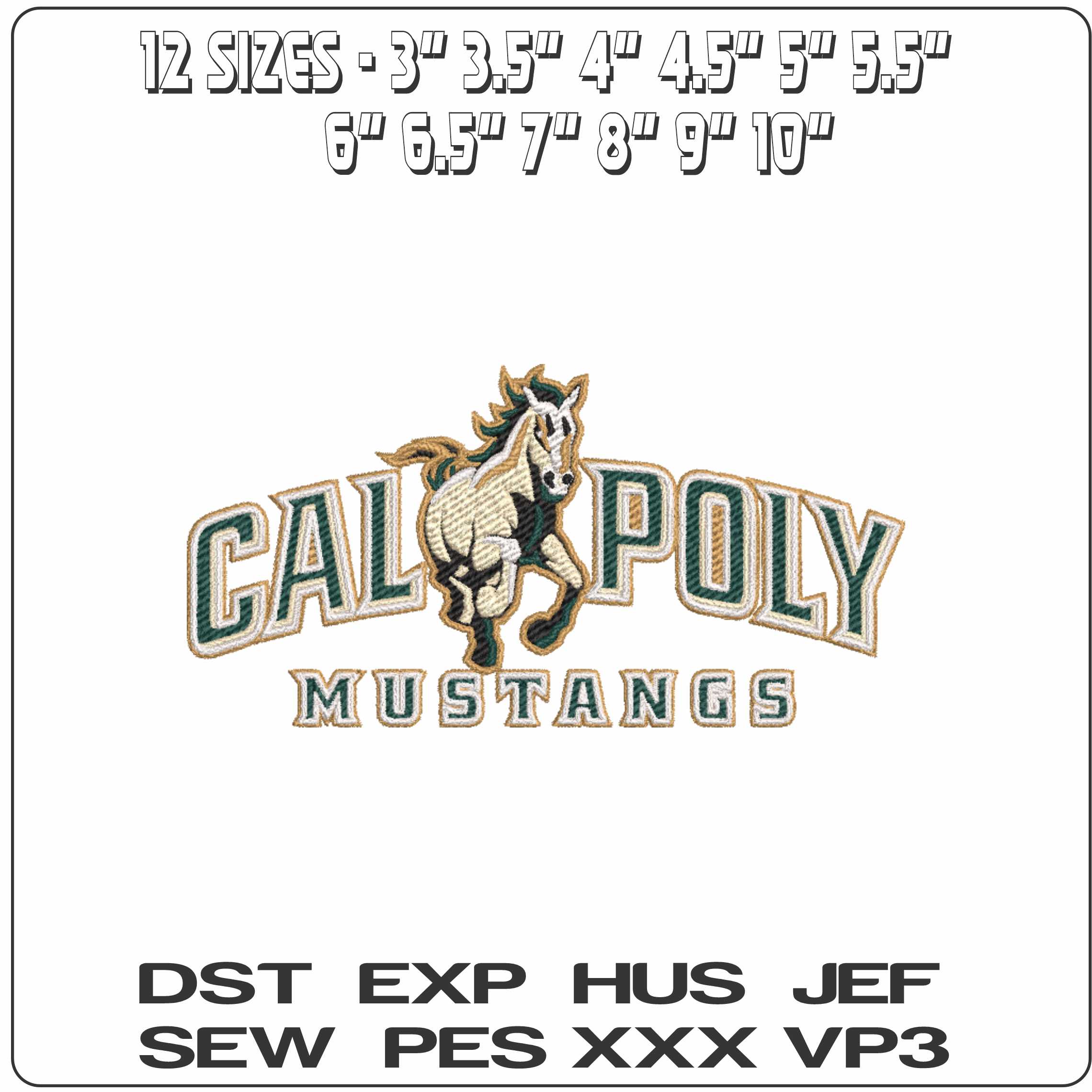 Cal Poly Mustangs NBA Logo  embroidery design -Mott Athletics Center Arena- embroidery  machine pattern embroidery file - instant download