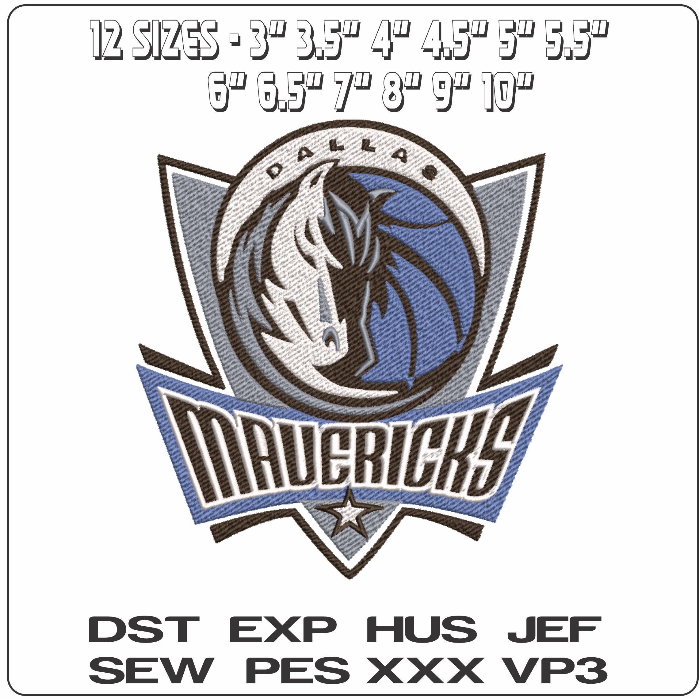 Dallas Mavericks NBA Logo  embroidery design -American Airlines Center Arena- embroidery  machine pattern embroidery file - instant download