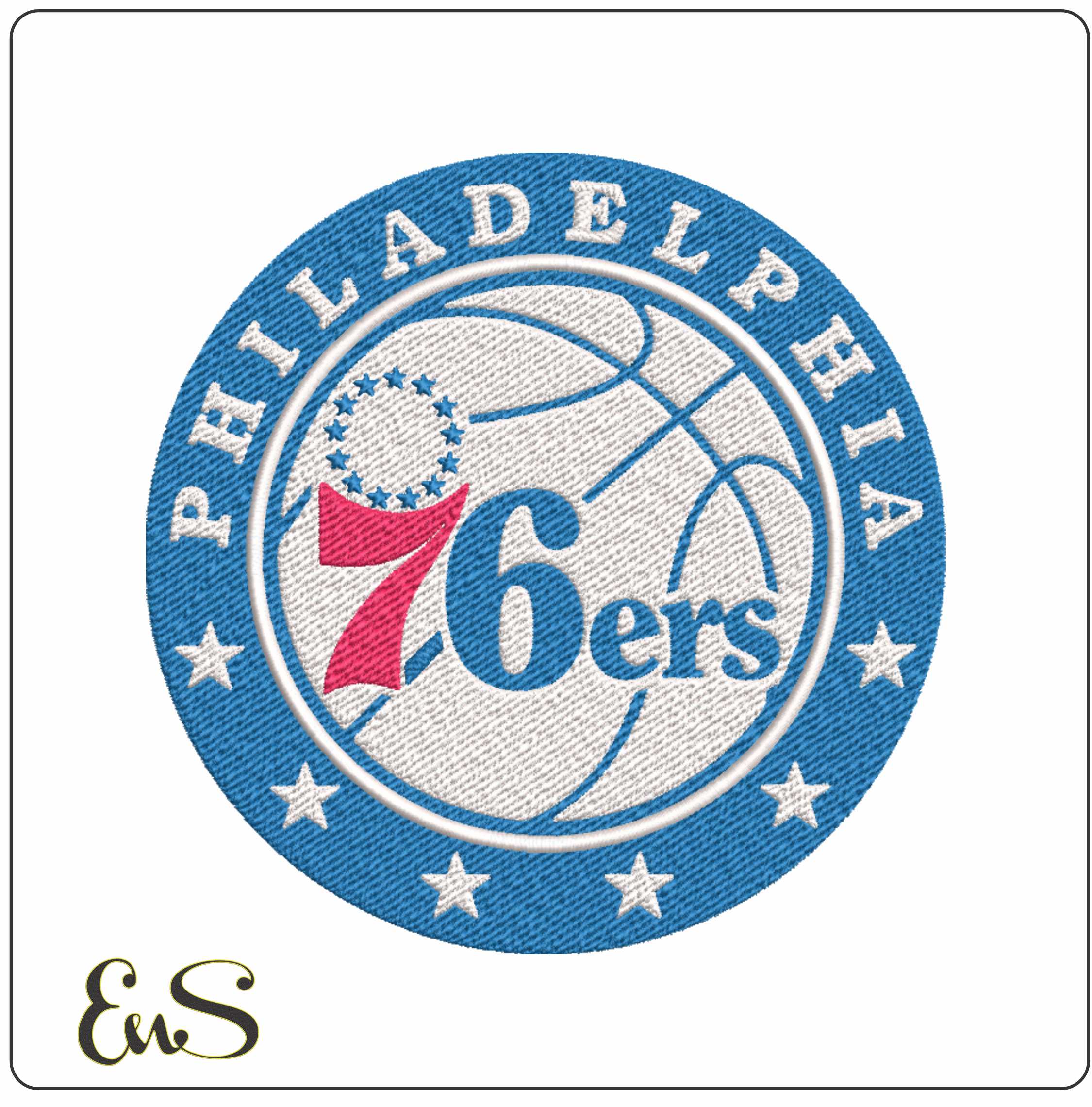 Philadelphia 76ers NBA Logo  embroidery design -Wells Fargo Center Arena- embroidery  machine pattern embroidery file - instant download